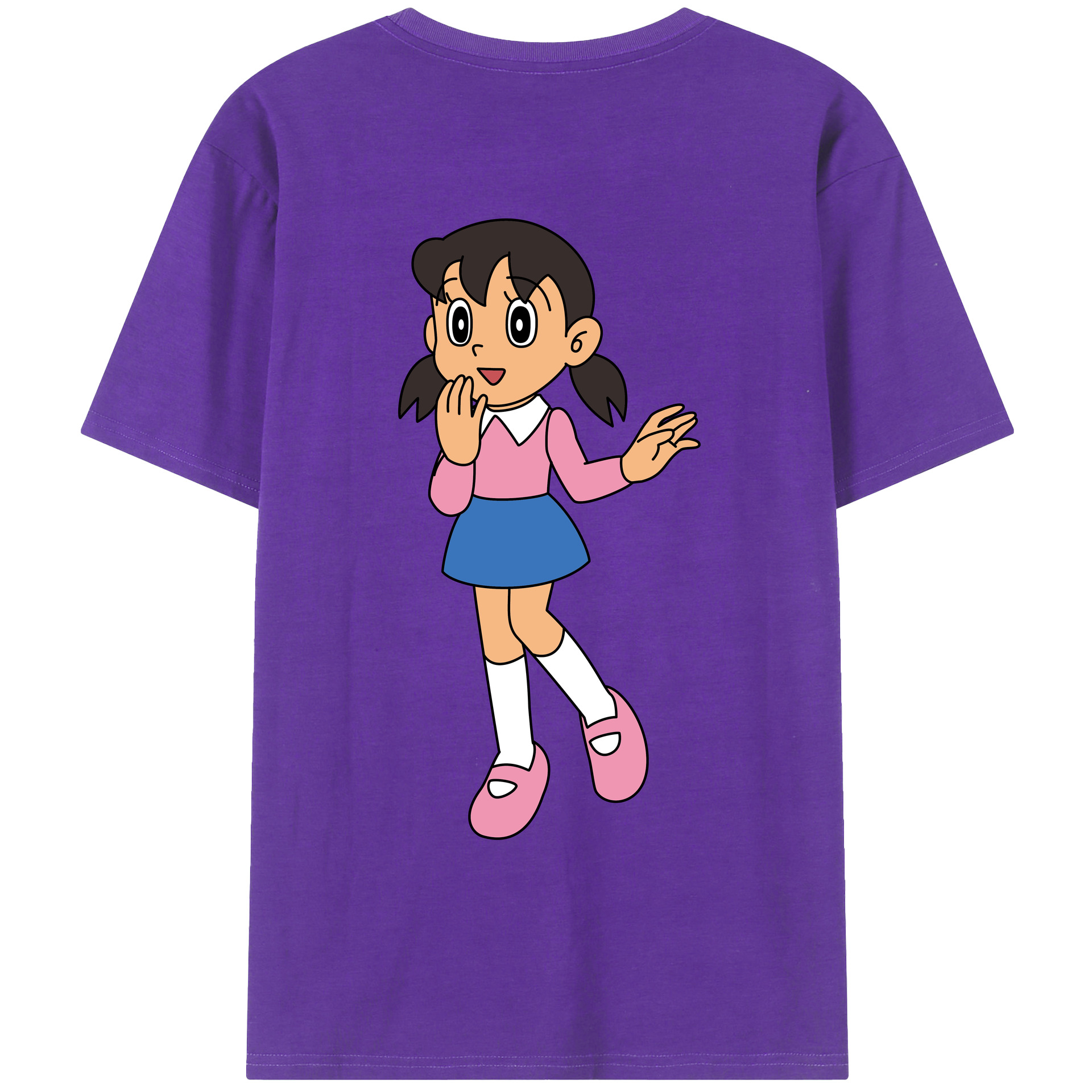 （画像用） ドラえもん みなもと しずか Doraemon Shizuka Minamoto 綿100％ メンズ半袖Tシャツ（バックプリント） 通気性