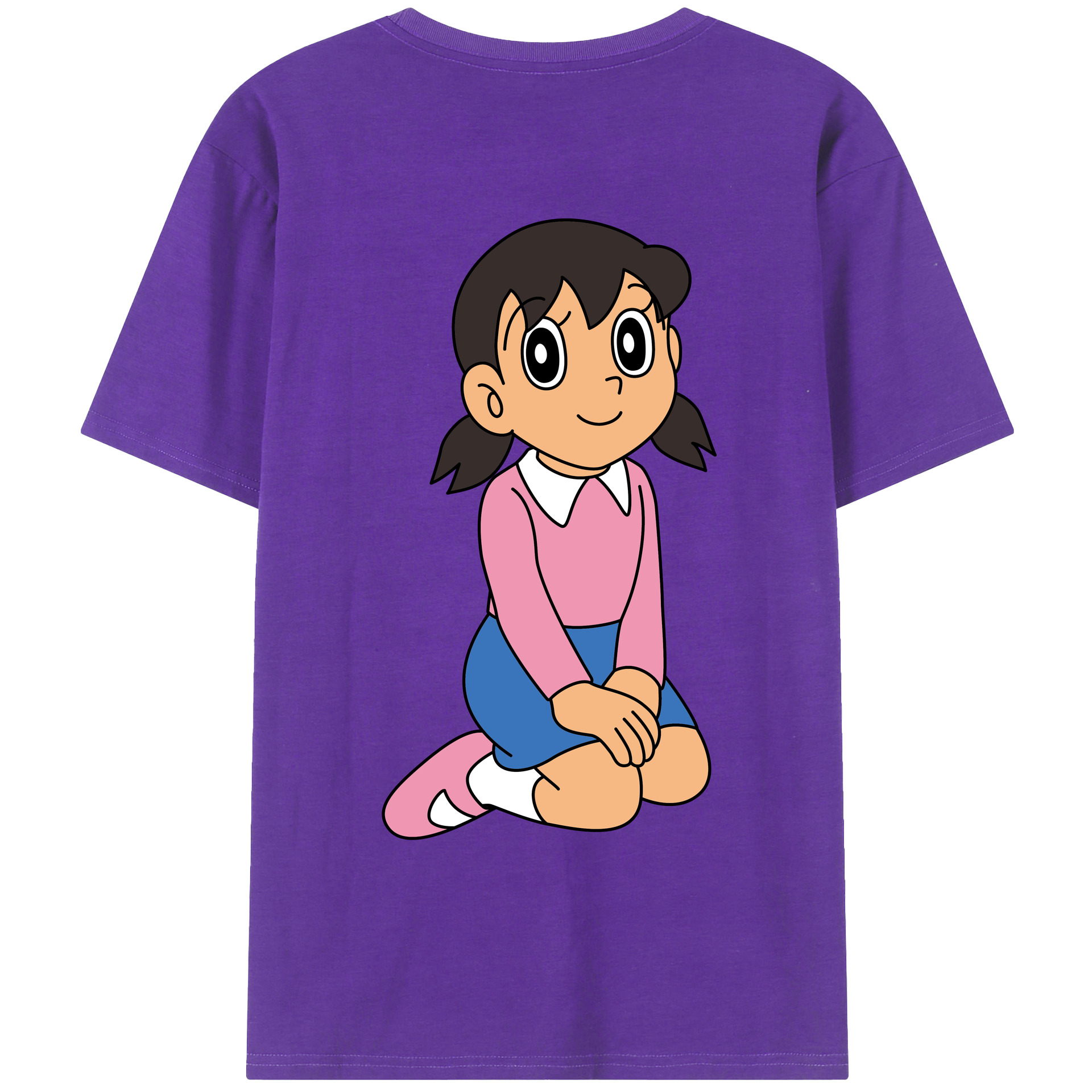 （画像用） ドラえもん みなもと しずか Doraemon Shizuka Minamoto 綿100％ メンズ半袖Tシャツ（バックプリント） 通気性