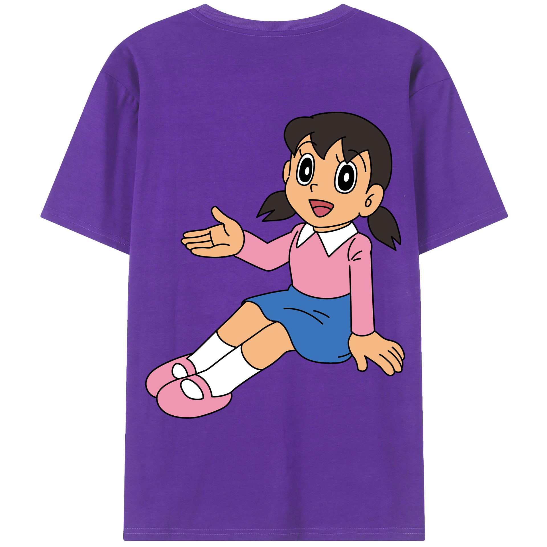 （画像用） ドラえもん みなもと しずか Doraemon Shizuka Minamoto 綿100％ メンズ半袖Tシャツ（バックプリント） 通気性
