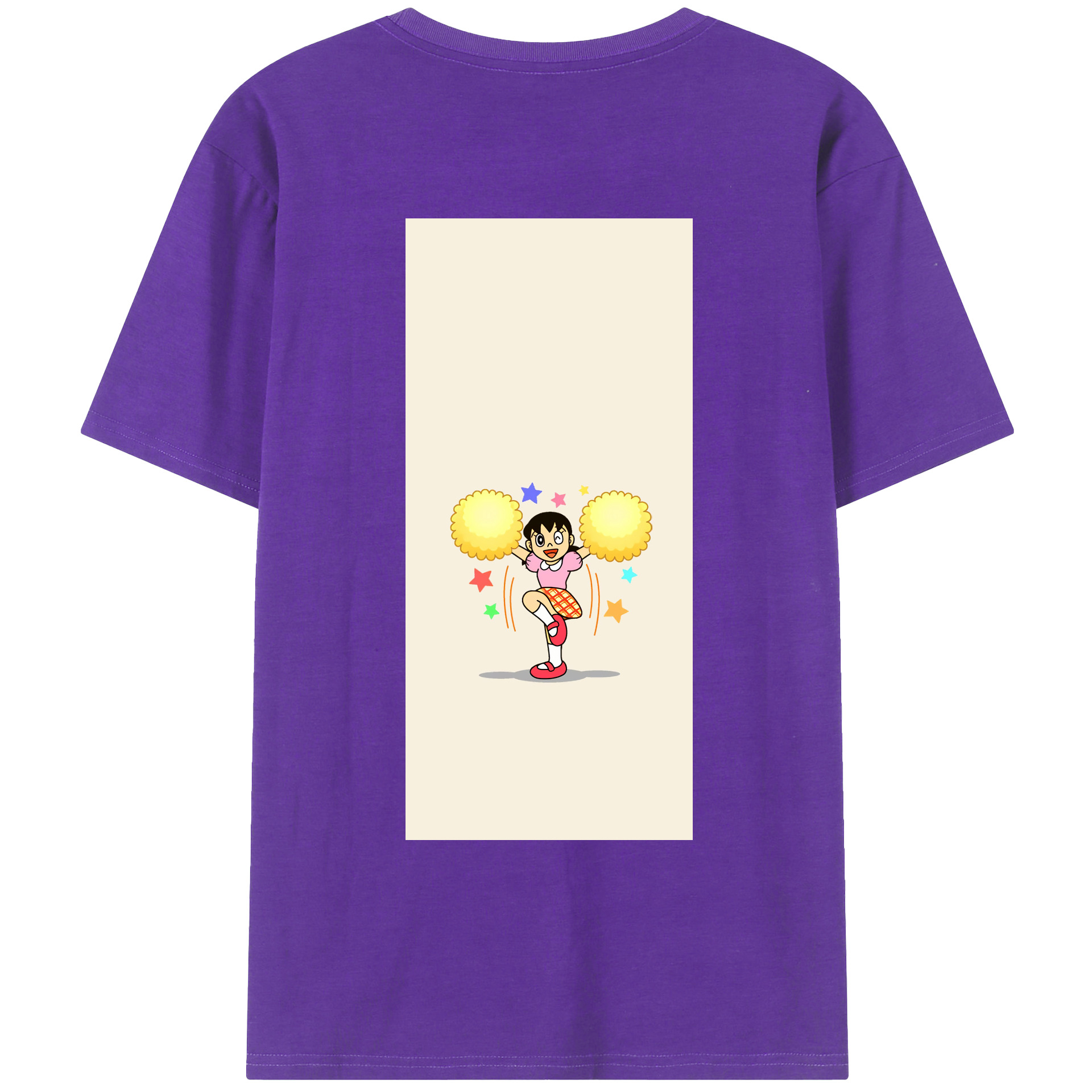 （画像用） ドラえもん みなもと しずか Doraemon Shizuka Minamoto 綿100％ メンズ半袖Tシャツ（バックプリント） 通気性