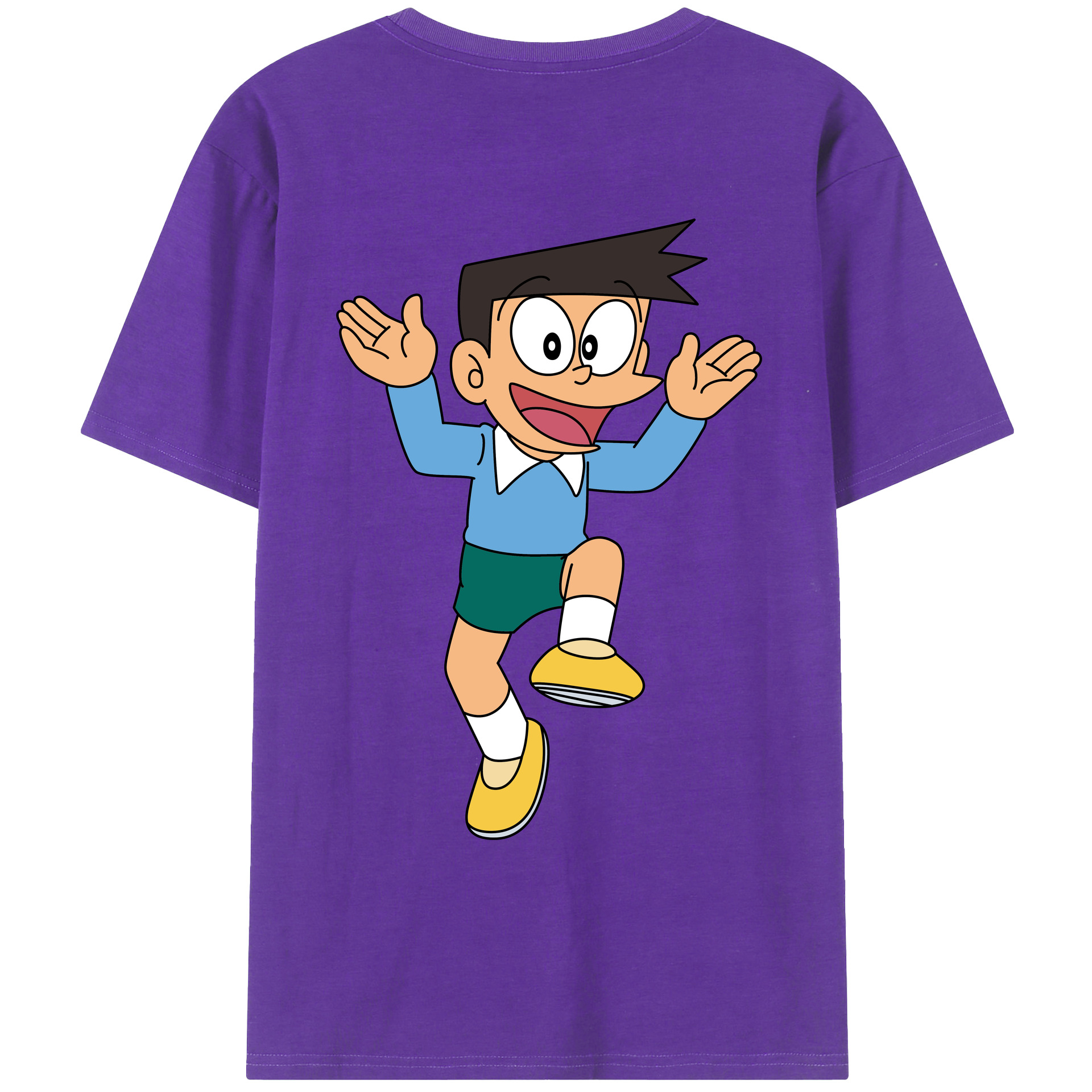 （画像用） ドラえもん 骨川 スネ夫 Doraemon Honekawa Suneo 綿100％ メンズ半袖Tシャツ（バックプリント） 通気性