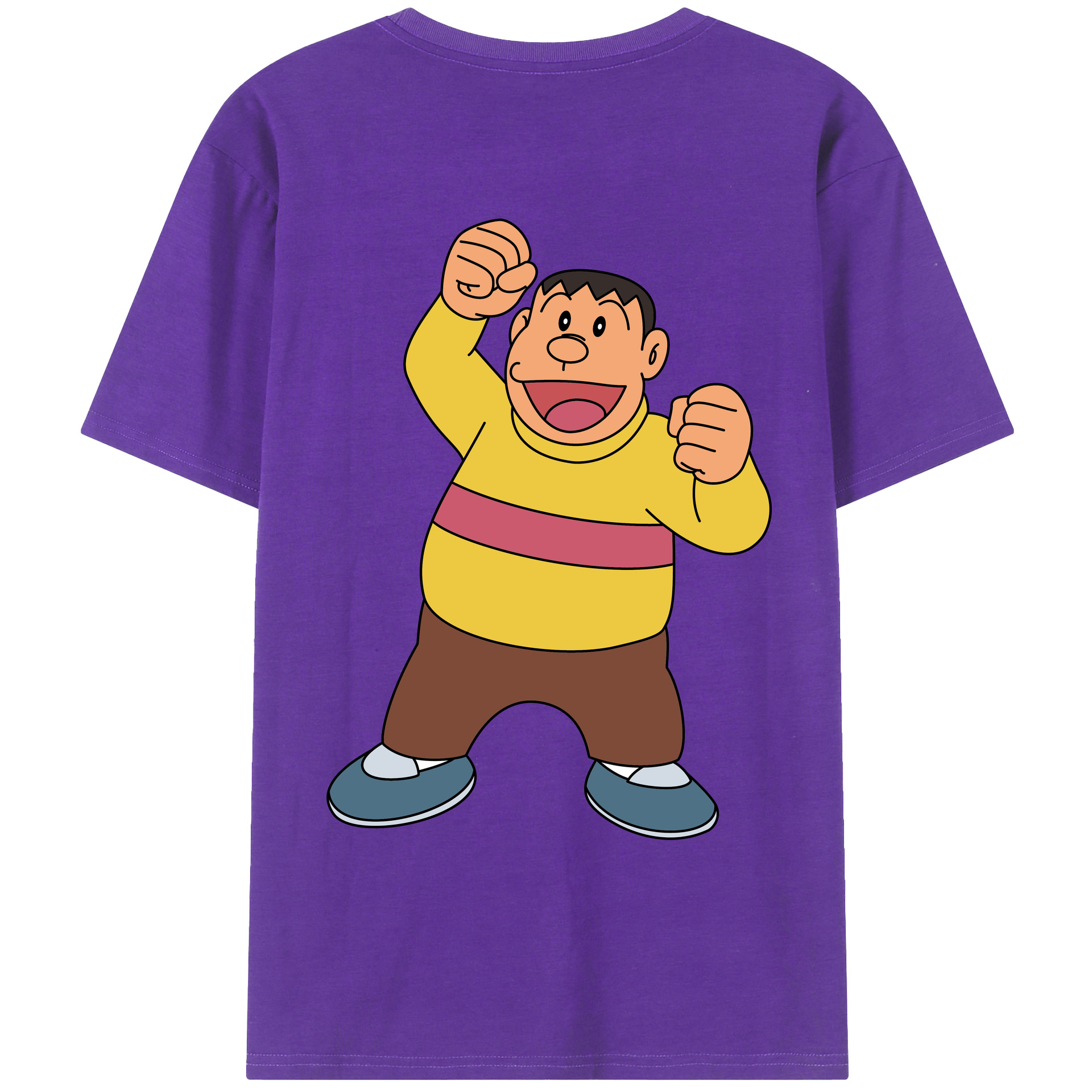 （画像用） ドラえもん 剛田武 Doraemon Gouta Takeshi 綿100％ メンズ半袖Tシャツ（バックプリント） 通気性