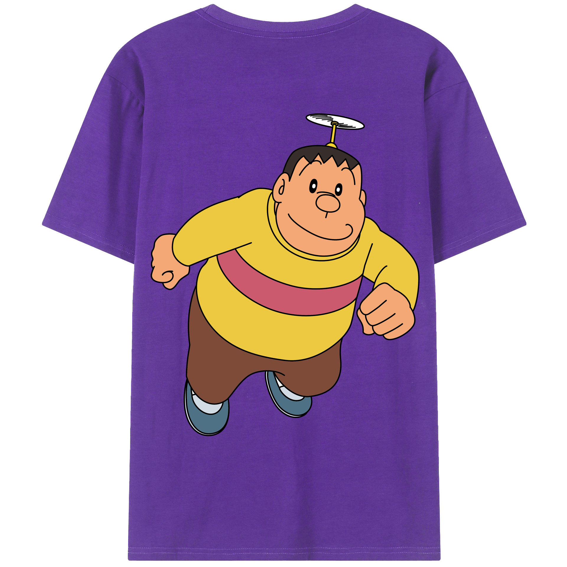 （画像用） ドラえもん 剛田武 Doraemon Gouta Takeshi 綿100％ メンズ半袖Tシャツ（バックプリント） 通気性