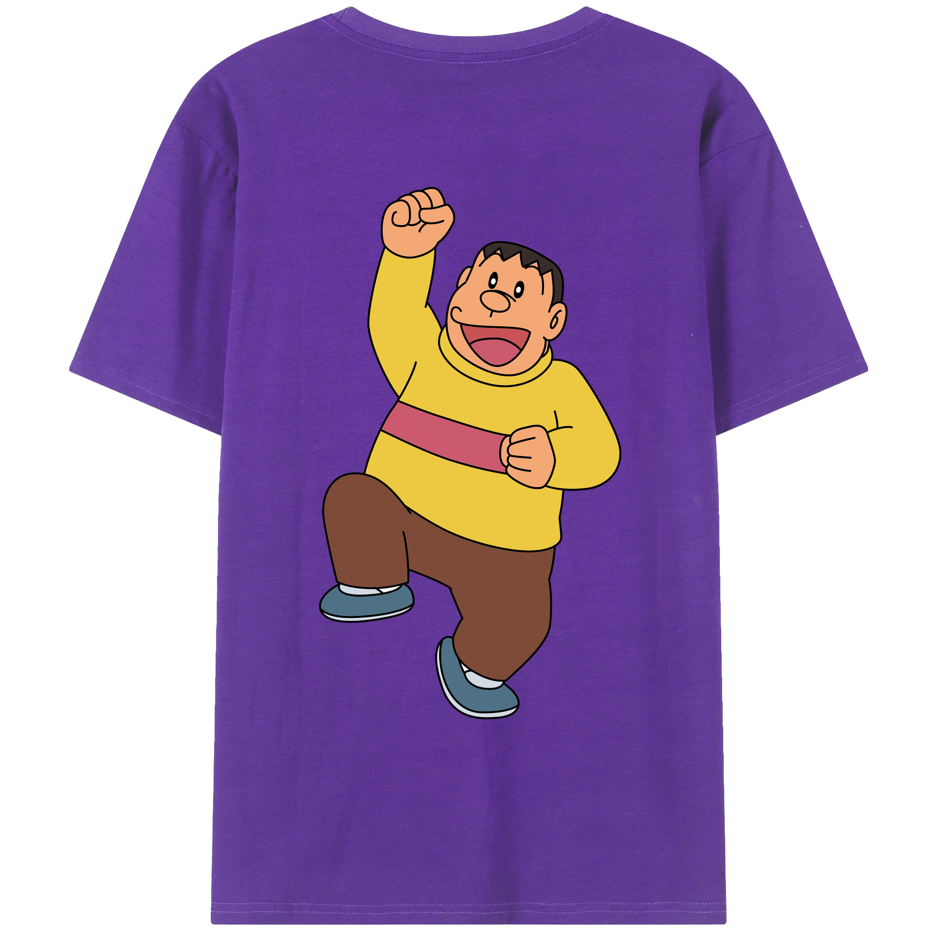 （画像用） ドラえもん 剛田武 Doraemon Gouta Takeshi 綿100％ メンズ半袖Tシャツ（バックプリント） 通気性