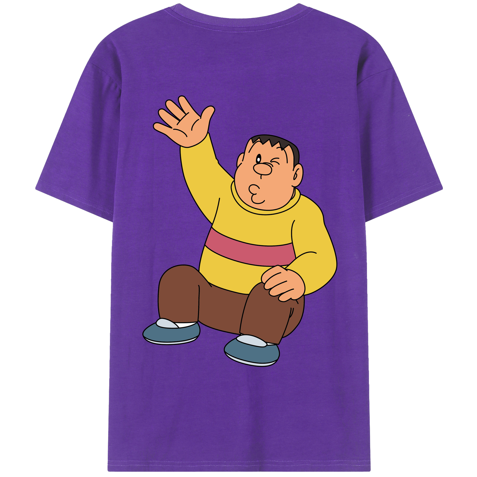 （画像用） ドラえもん 剛田武 Doraemon Gouta Takeshi 綿100％ メンズ半袖Tシャツ（バックプリント） 通気性