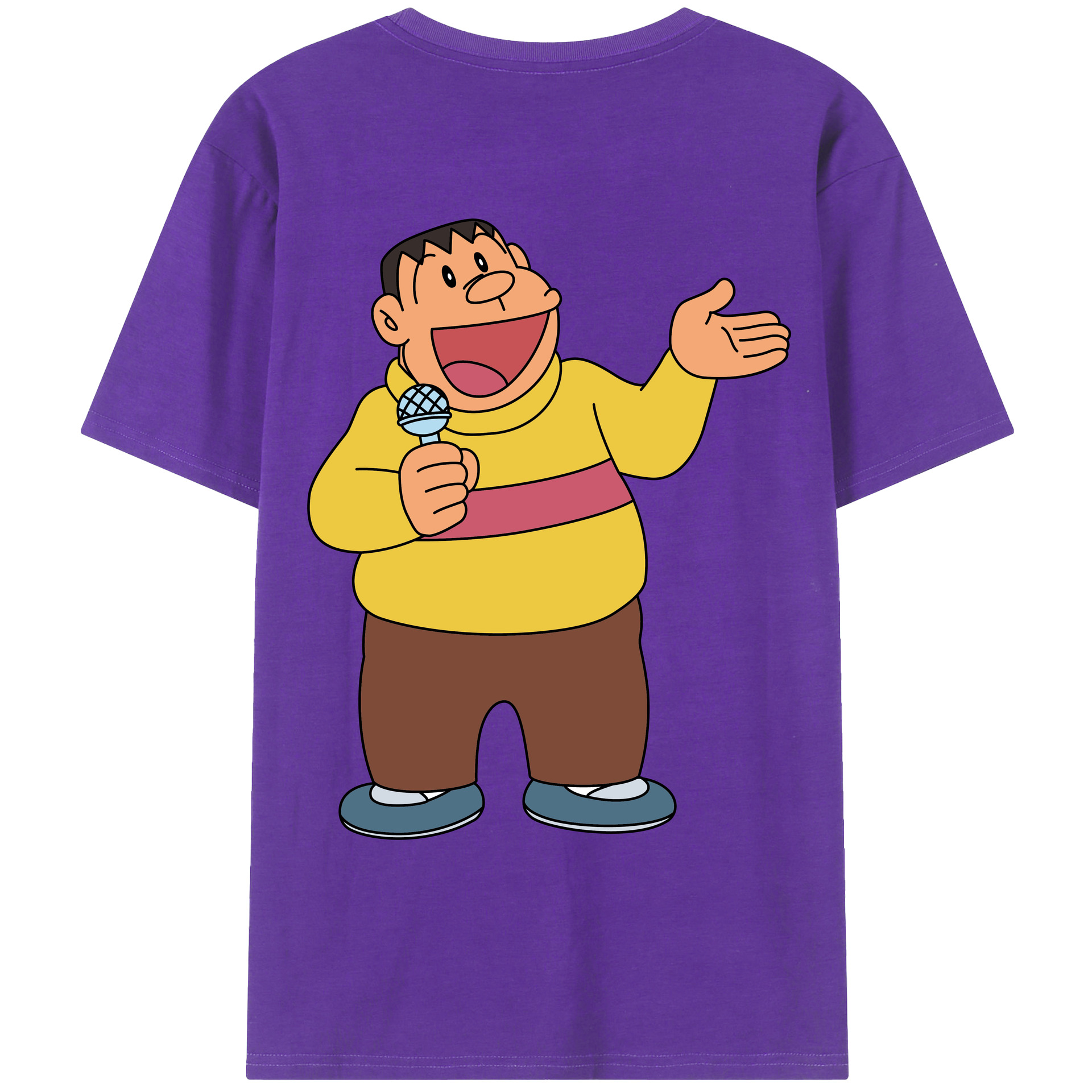 （画像用） ドラえもん 剛田武 Doraemon Gouta Takeshi 綿100％ メンズ半袖Tシャツ（バックプリント） 通気性