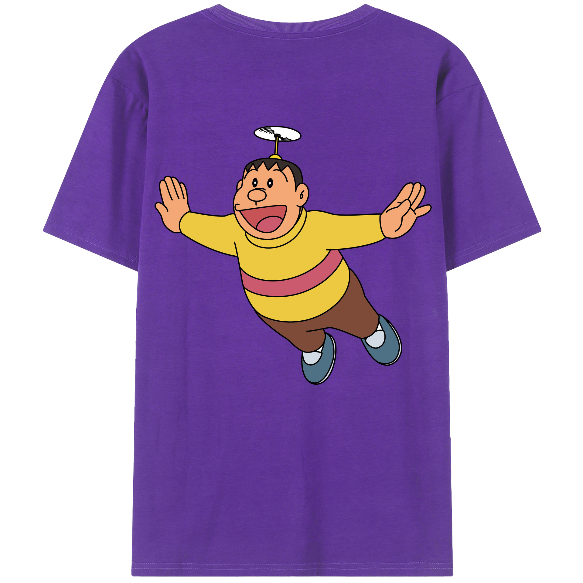 （画像用） ドラえもん 剛田武 Doraemon Gouta Takeshi 綿100％ メンズ半袖Tシャツ（バックプリント） 通気性