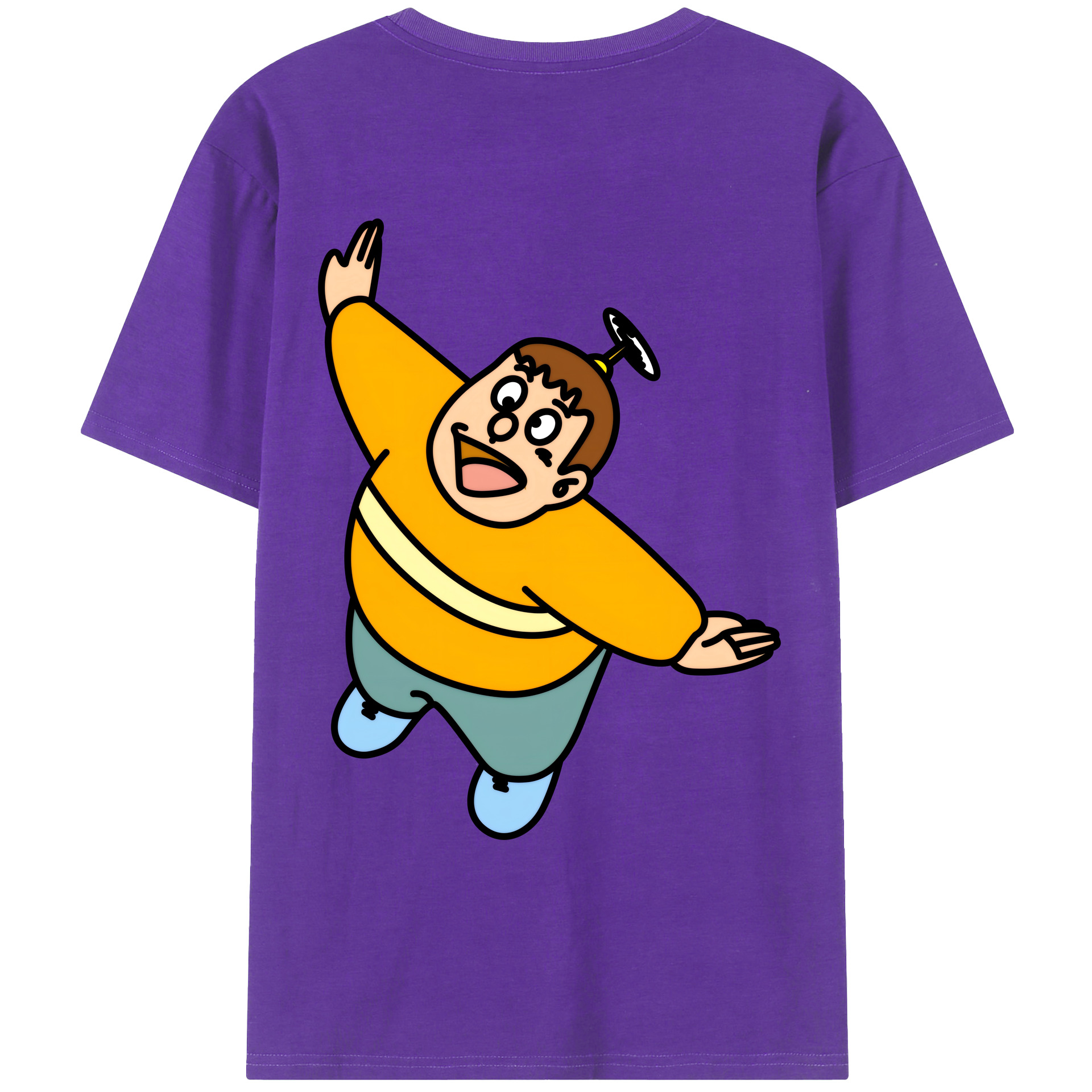 （画像用） ドラえもん 剛田武 Doraemon Gouta Takeshi 綿100％ メンズ半袖Tシャツ（バックプリント） 通気性
