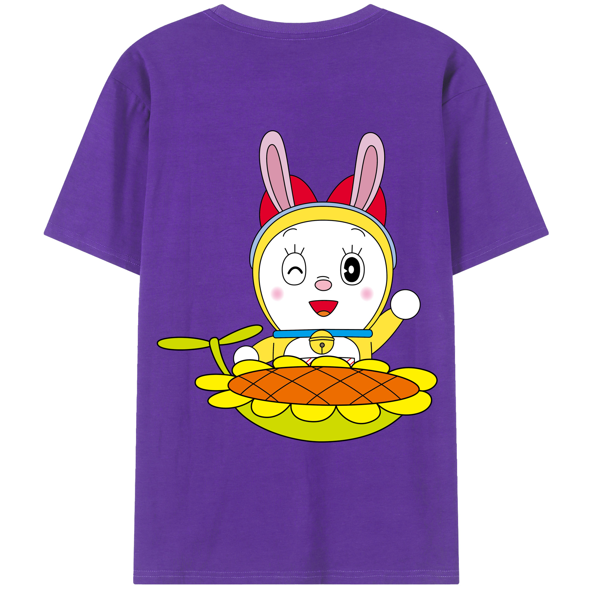 （画像用） ドラえもん ドラミ Doraemon Dorami 綿100％ メンズ半袖Tシャツ（バックプリント） 通気性