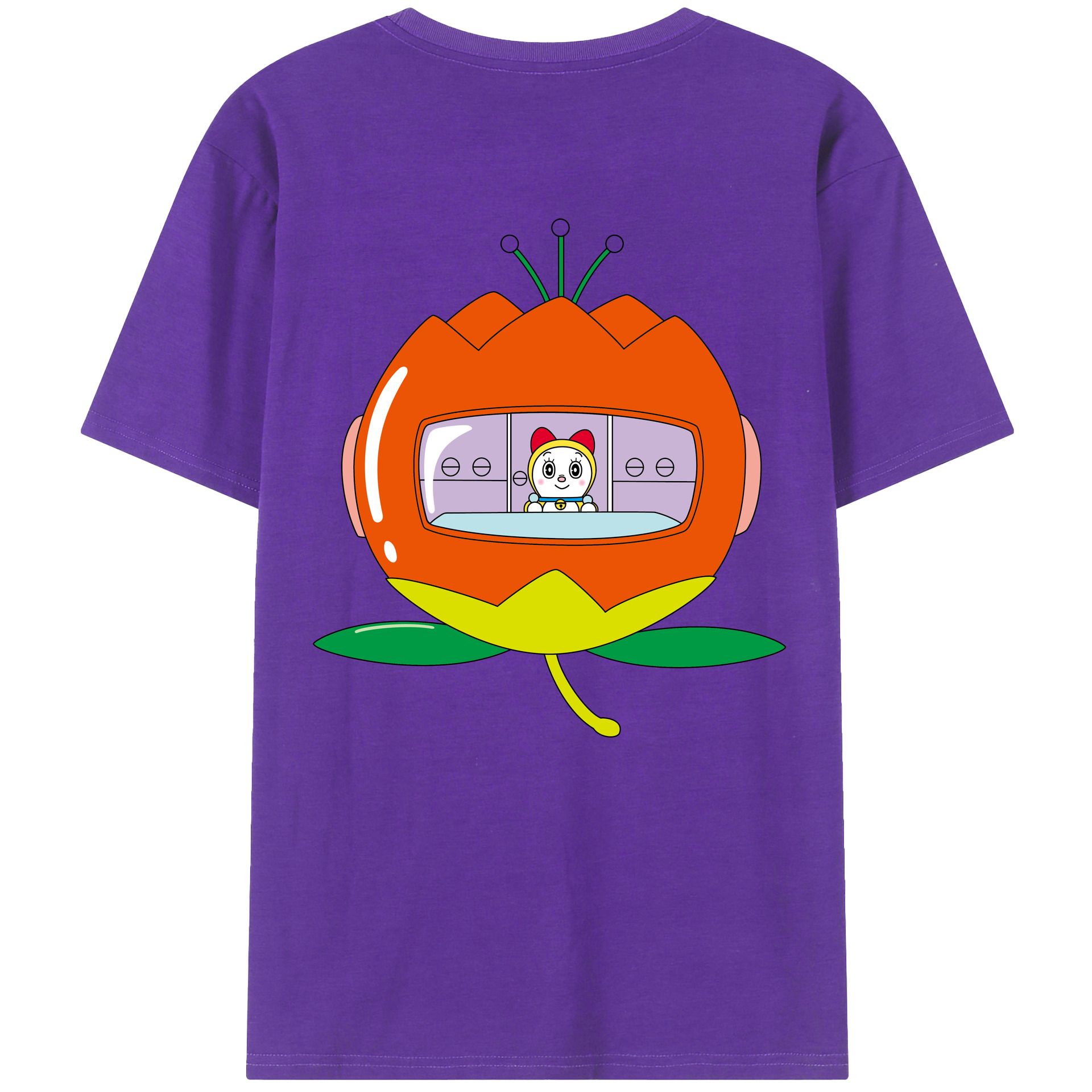 （画像用） ドラえもん ドラミ Doraemon Dorami 綿100％ メンズ半袖Tシャツ（バックプリント） 通気性