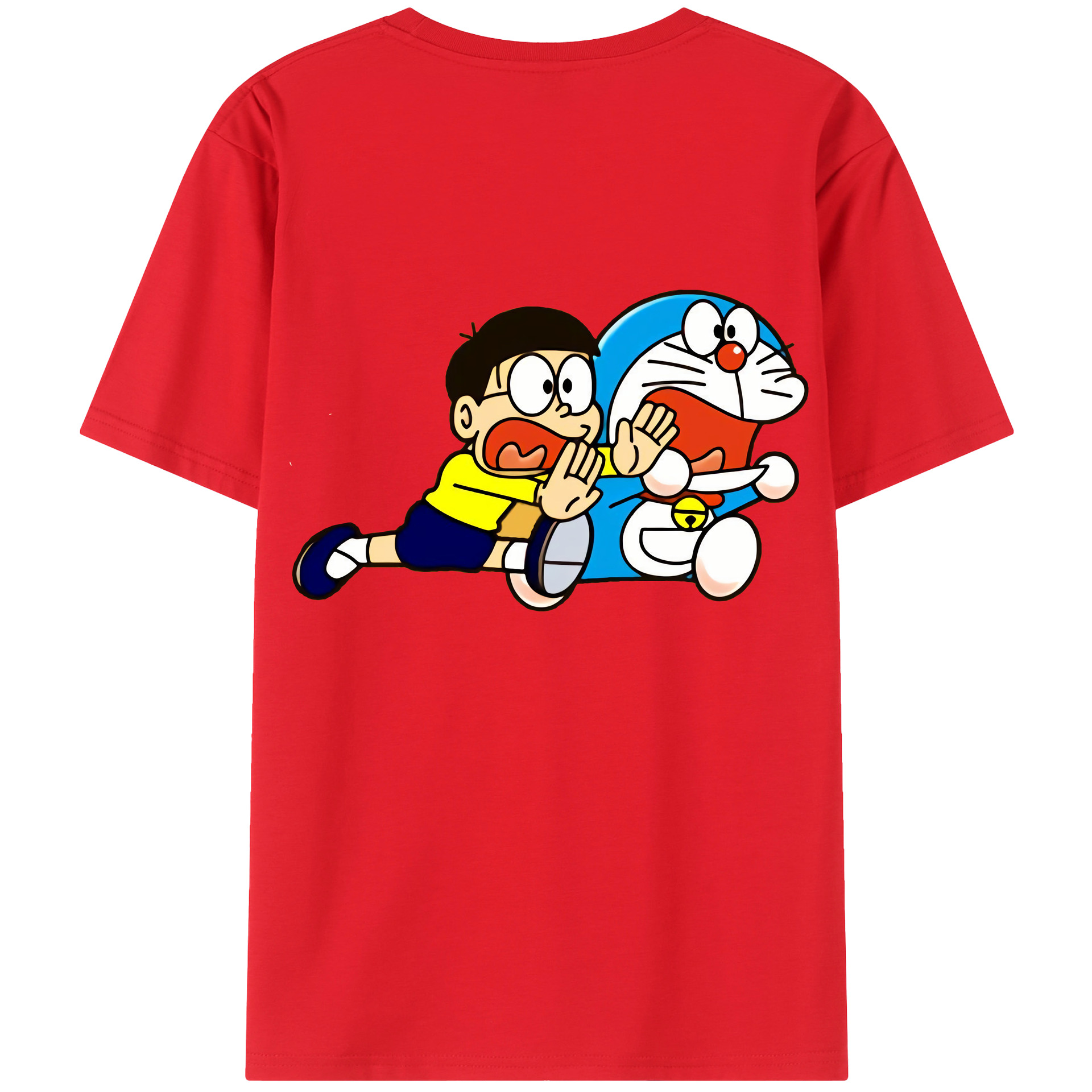 （画像用） ドラえもん Doraemon 綿100％ メンズ半袖Tシャツ（バックプリント） 通気性