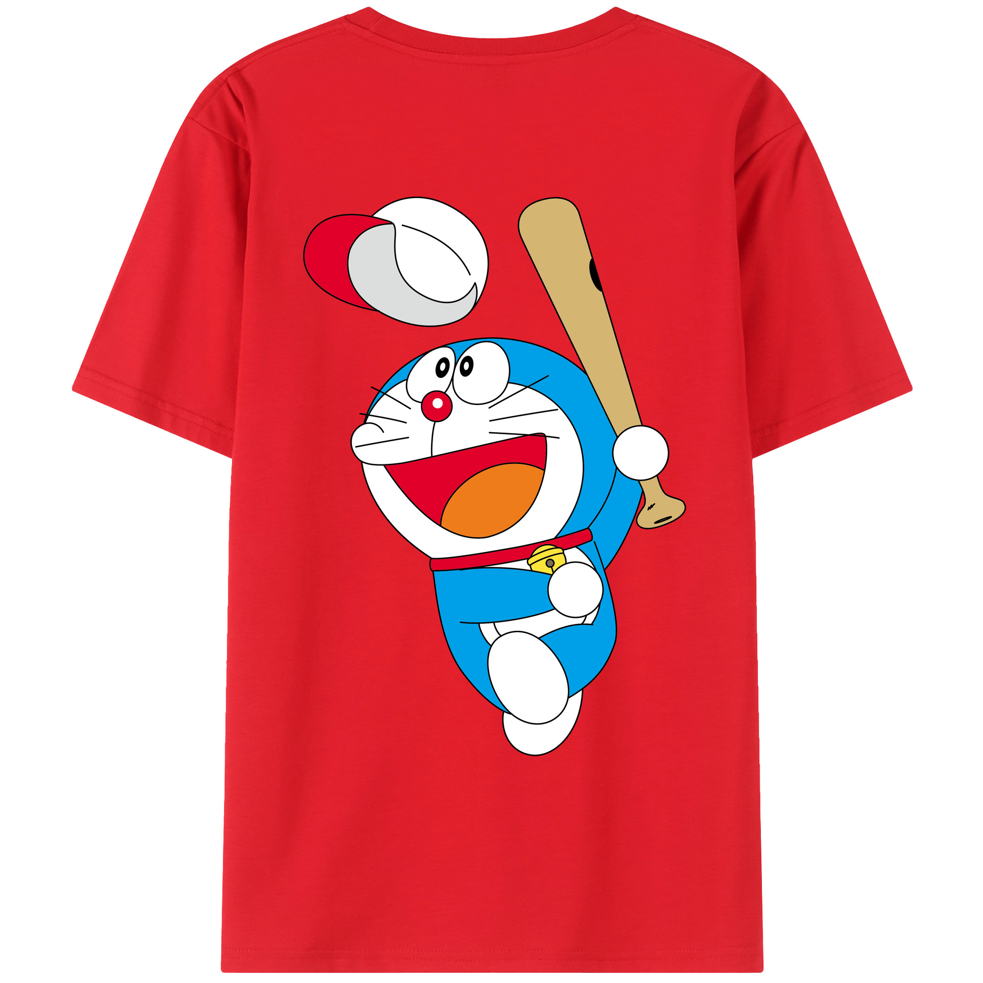 （画像用） ドラえもん Doraemon 綿100％ メンズ半袖Tシャツ（バックプリント） 通気性