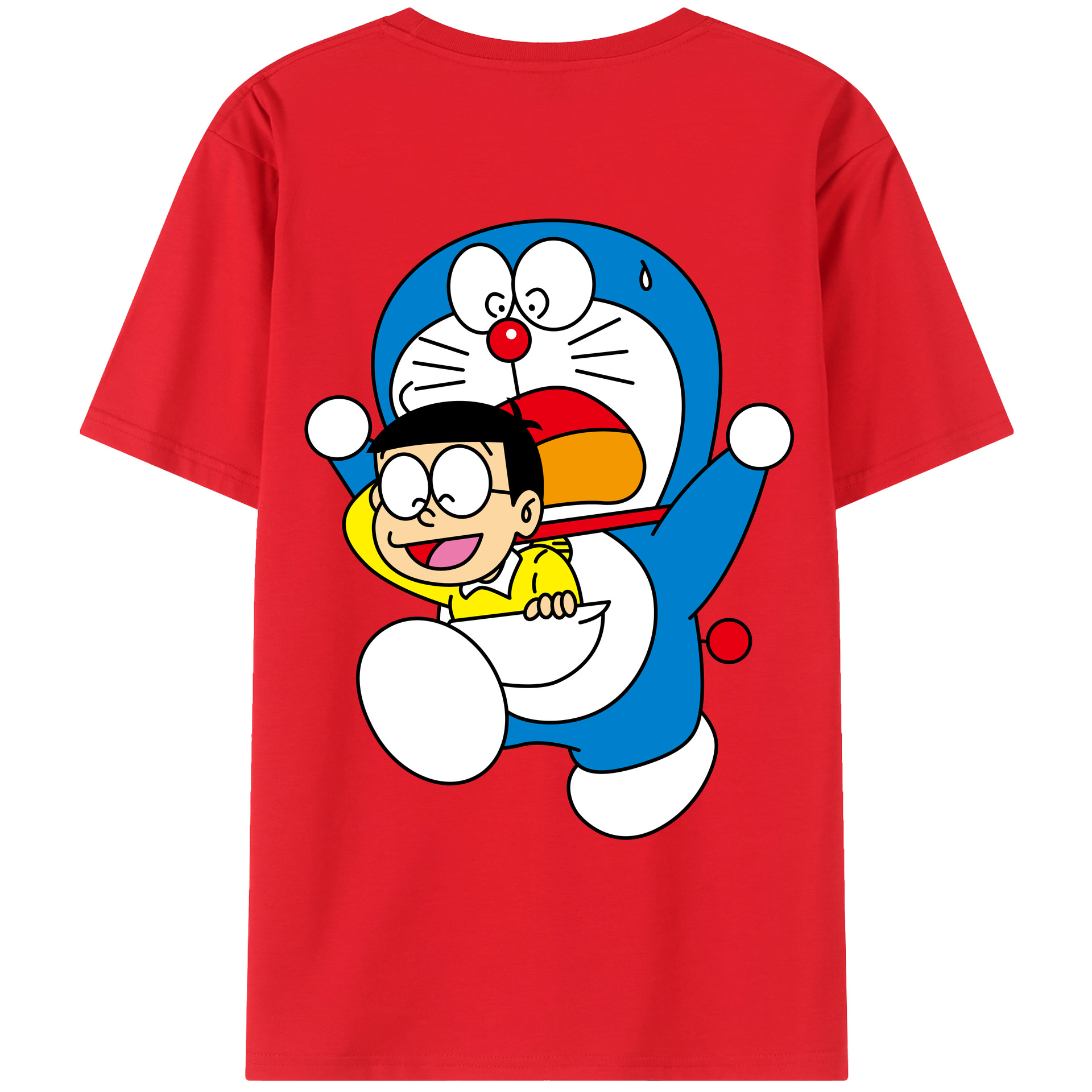 （画像用） ドラえもん Doraemon 綿100％ メンズ半袖Tシャツ（バックプリント） 通気性