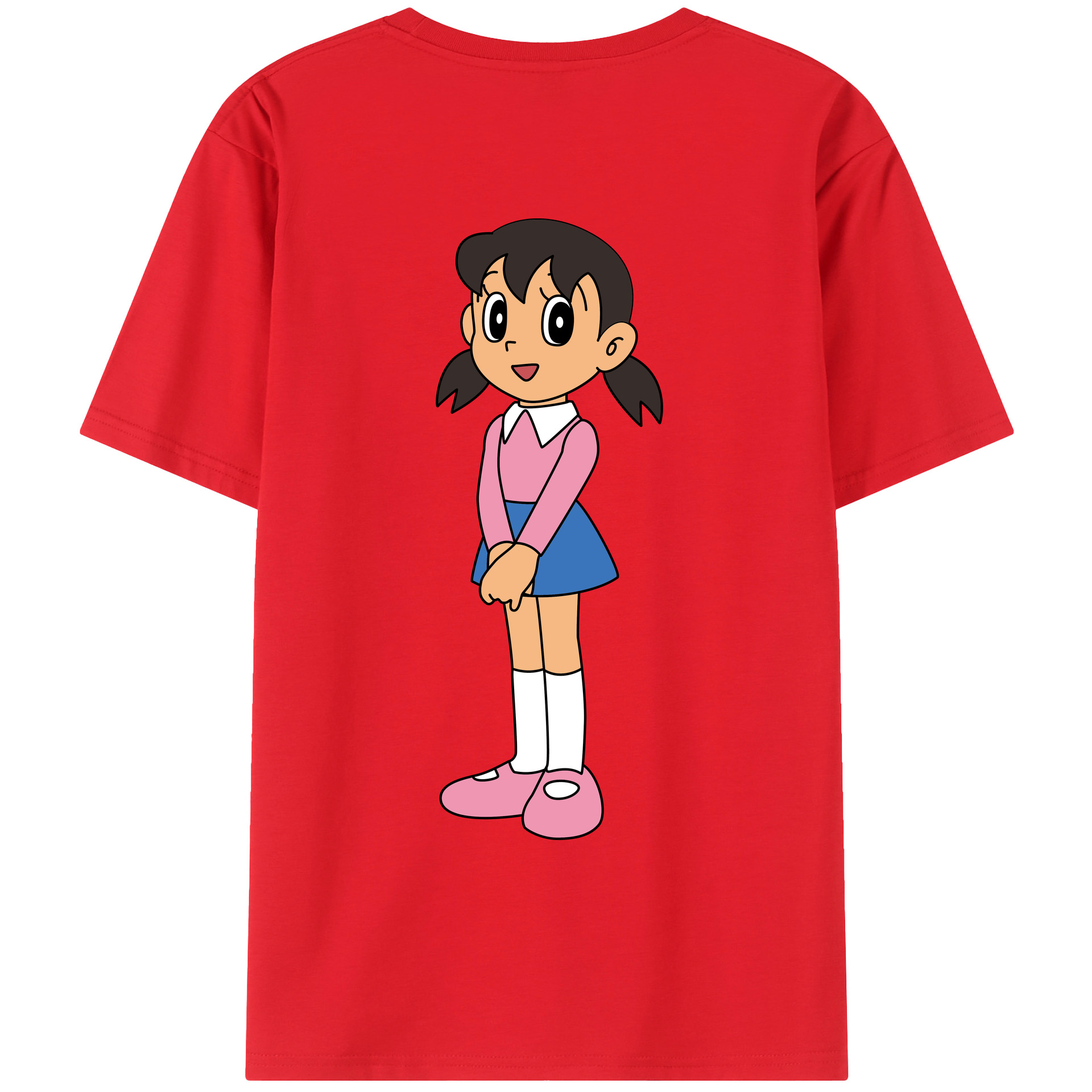 （画像用） ドラえもん みなもと しずか Doraemon Shizuka Minamoto 綿100％ メンズ半袖Tシャツ（バックプリント） 通気性