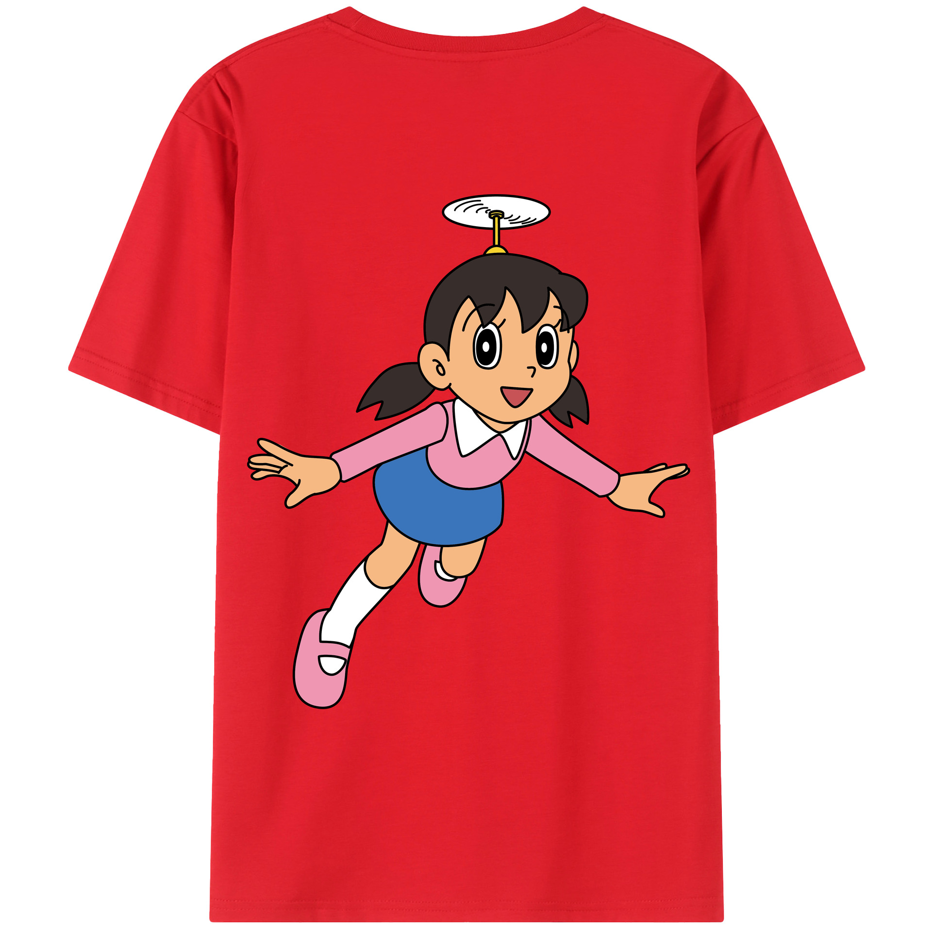 （画像用） ドラえもん みなもと しずか Doraemon Shizuka Minamoto 綿100％ メンズ半袖Tシャツ（バックプリント） 通気性