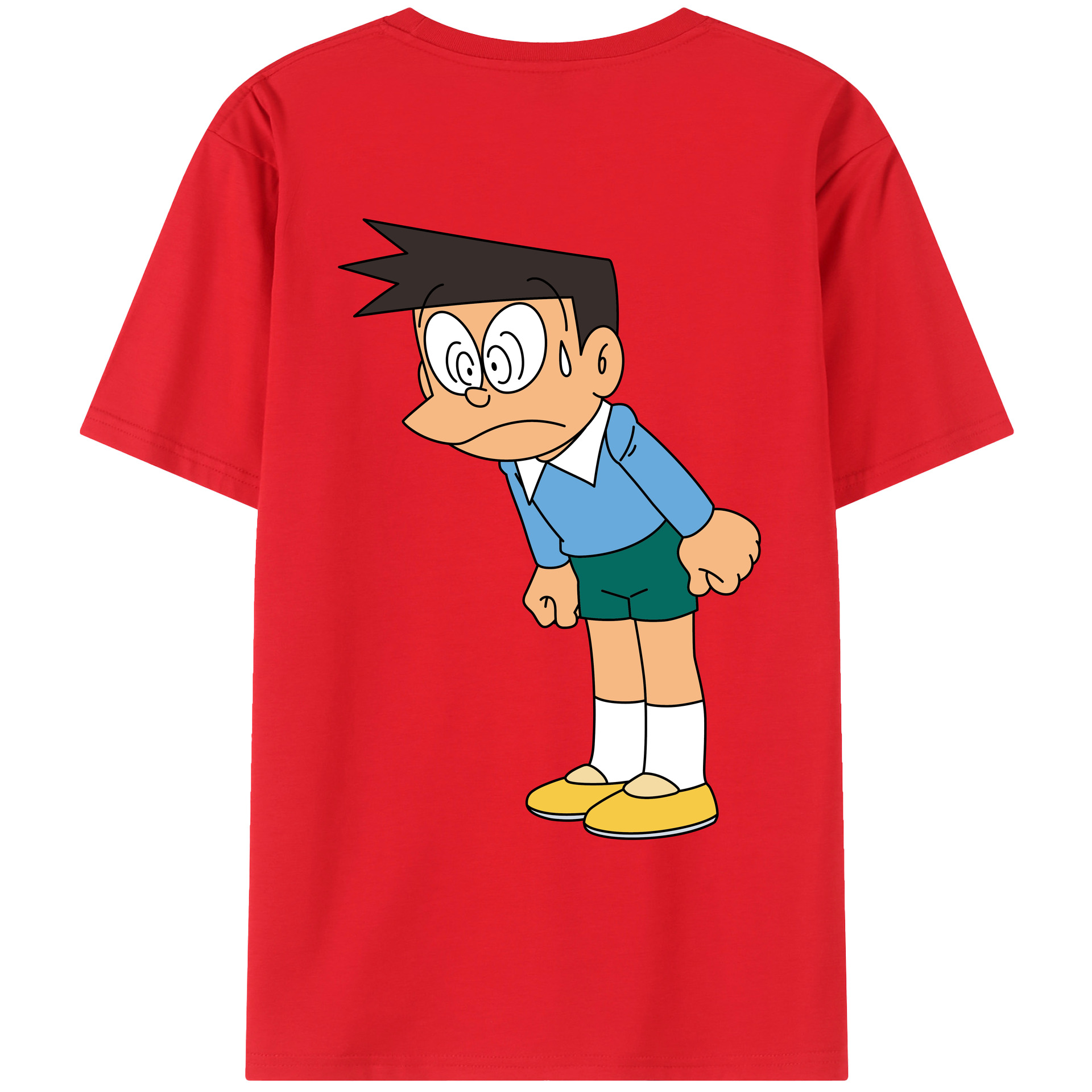 （画像用） ドラえもん 骨川 スネ夫 Doraemon Honekawa Suneo 綿100％ メンズ半袖Tシャツ（バックプリント） 通気性