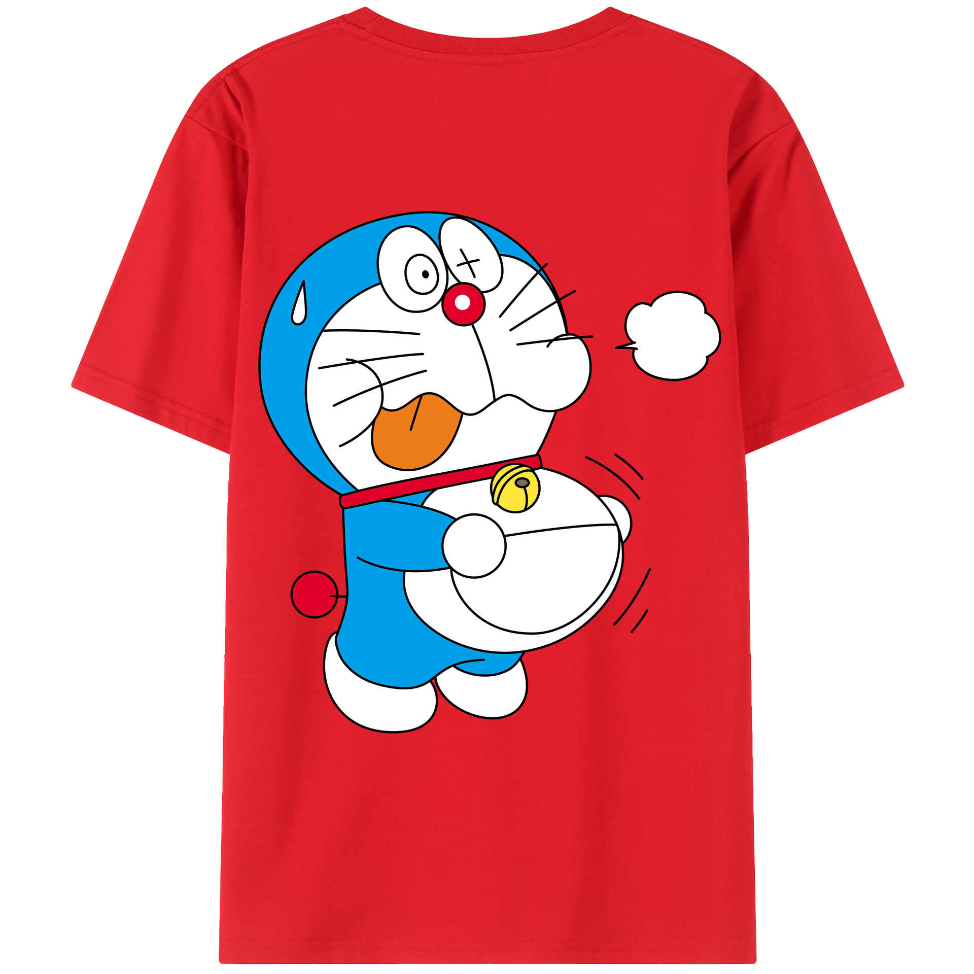 （画像用） ドラえもん Doraemon 綿100％ メンズ半袖Tシャツ（バックプリント） 通気性