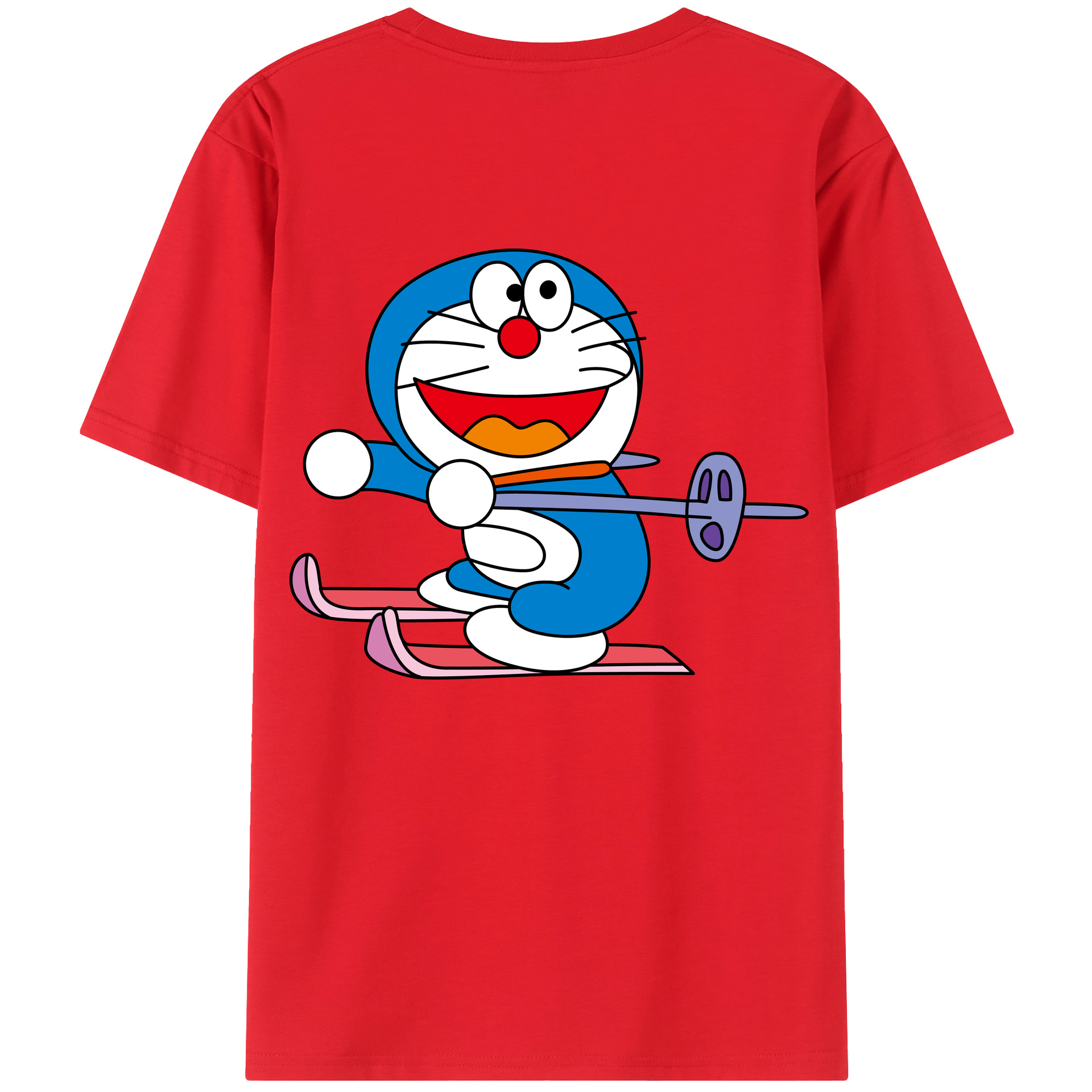 （画像用） ドラえもん Doraemon 綿100％ メンズ半袖Tシャツ（バックプリント） 通気性