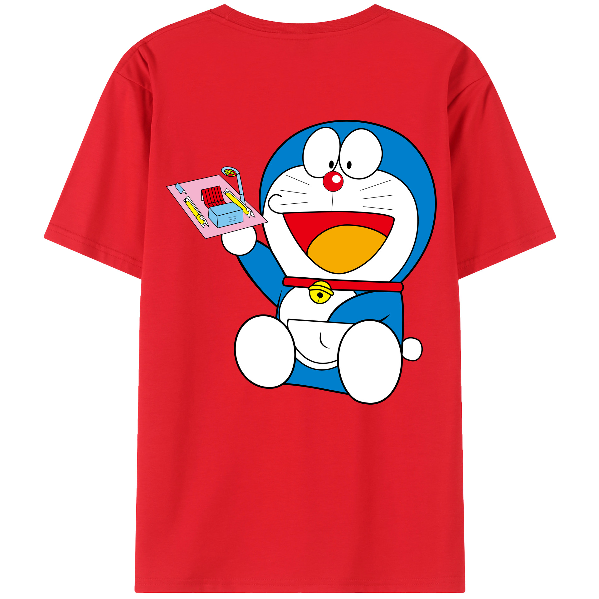 （画像用） ドラえもん Doraemon 綿100％ メンズ半袖Tシャツ（バックプリント） 通気性