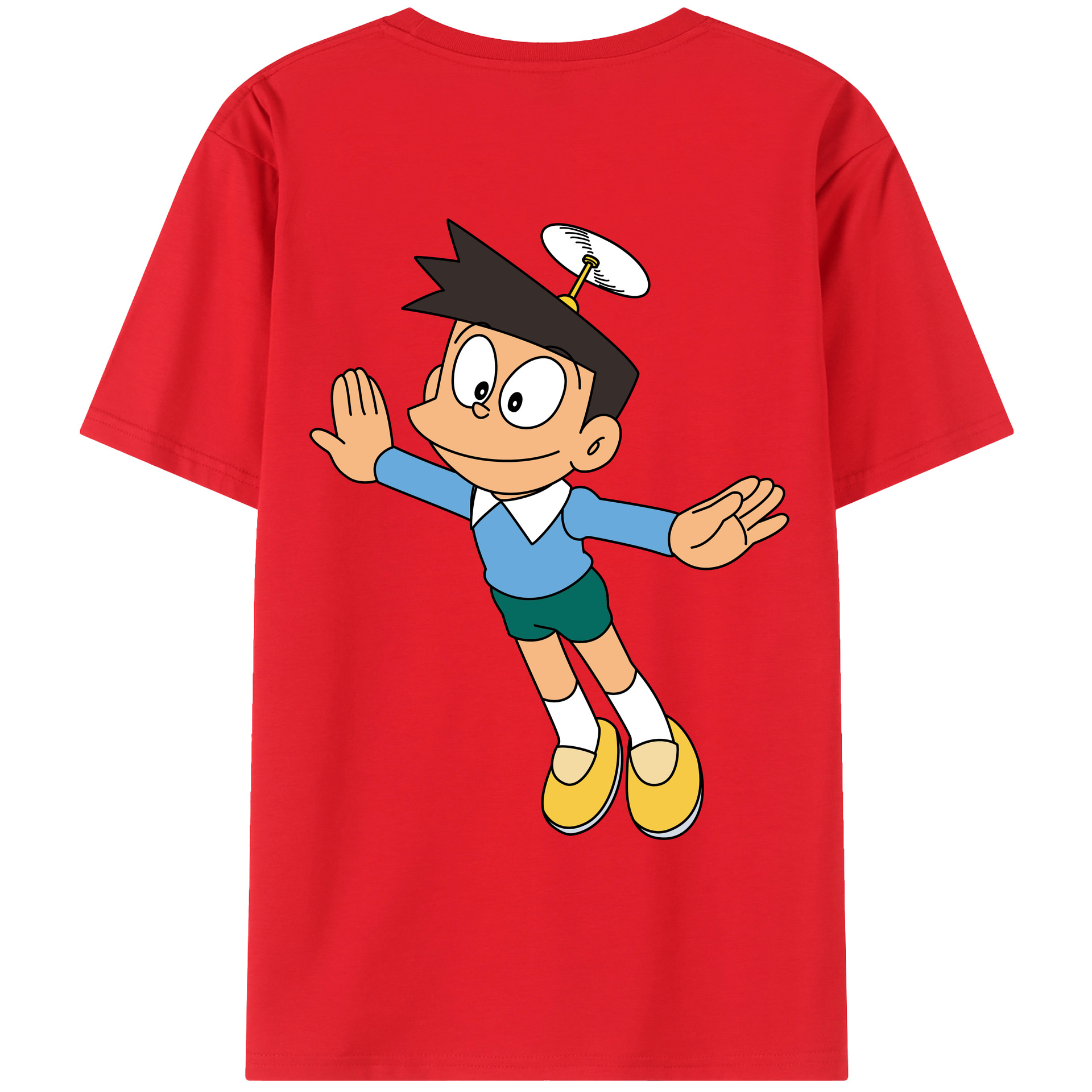 （画像用） ドラえもん 骨川 スネ夫 Doraemon Honekawa Suneo 綿100％ メンズ半袖Tシャツ（バックプリント） 通気性