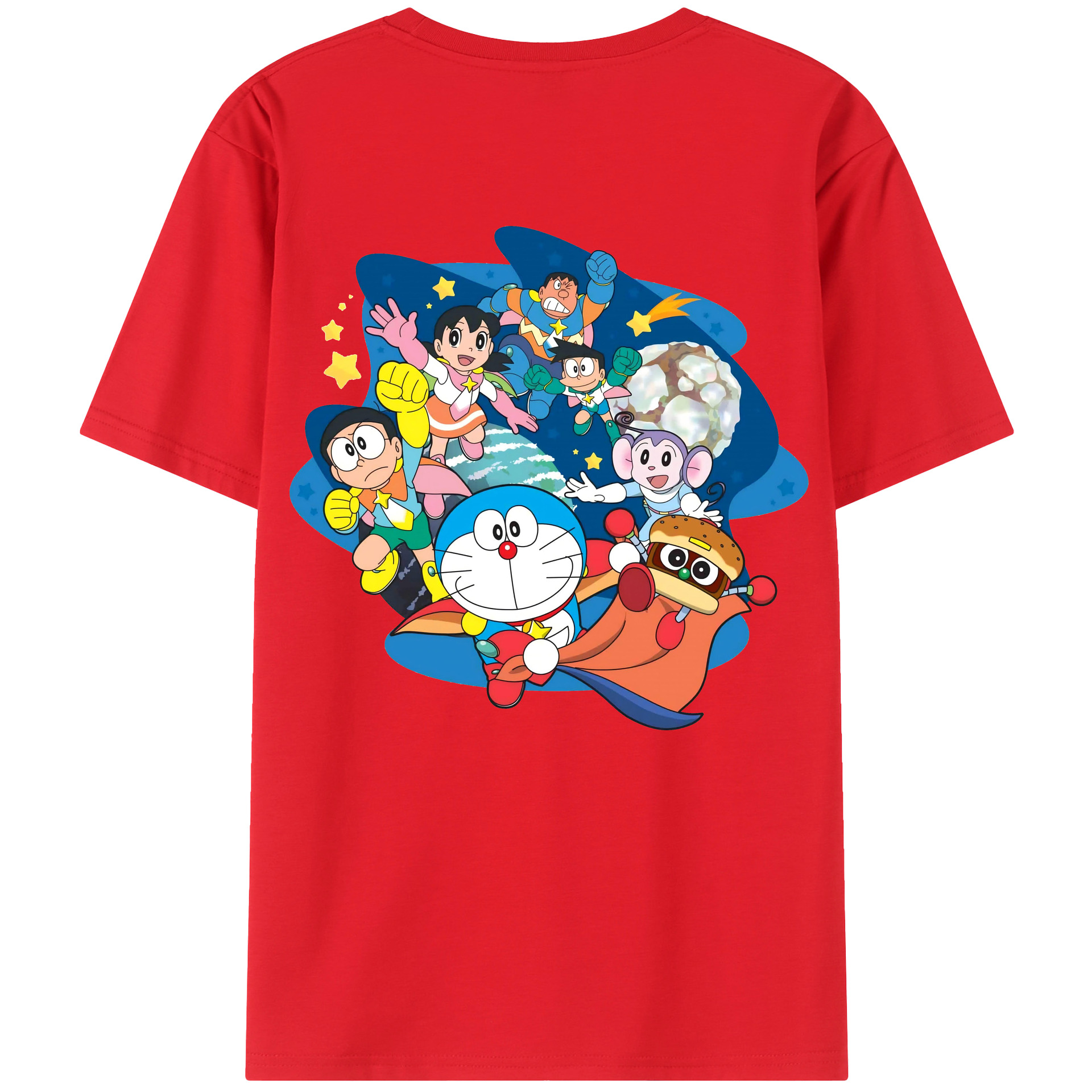（画像用） ドラえもん Doraemon 綿100％ メンズ半袖Tシャツ（バックプリント） 通気性
