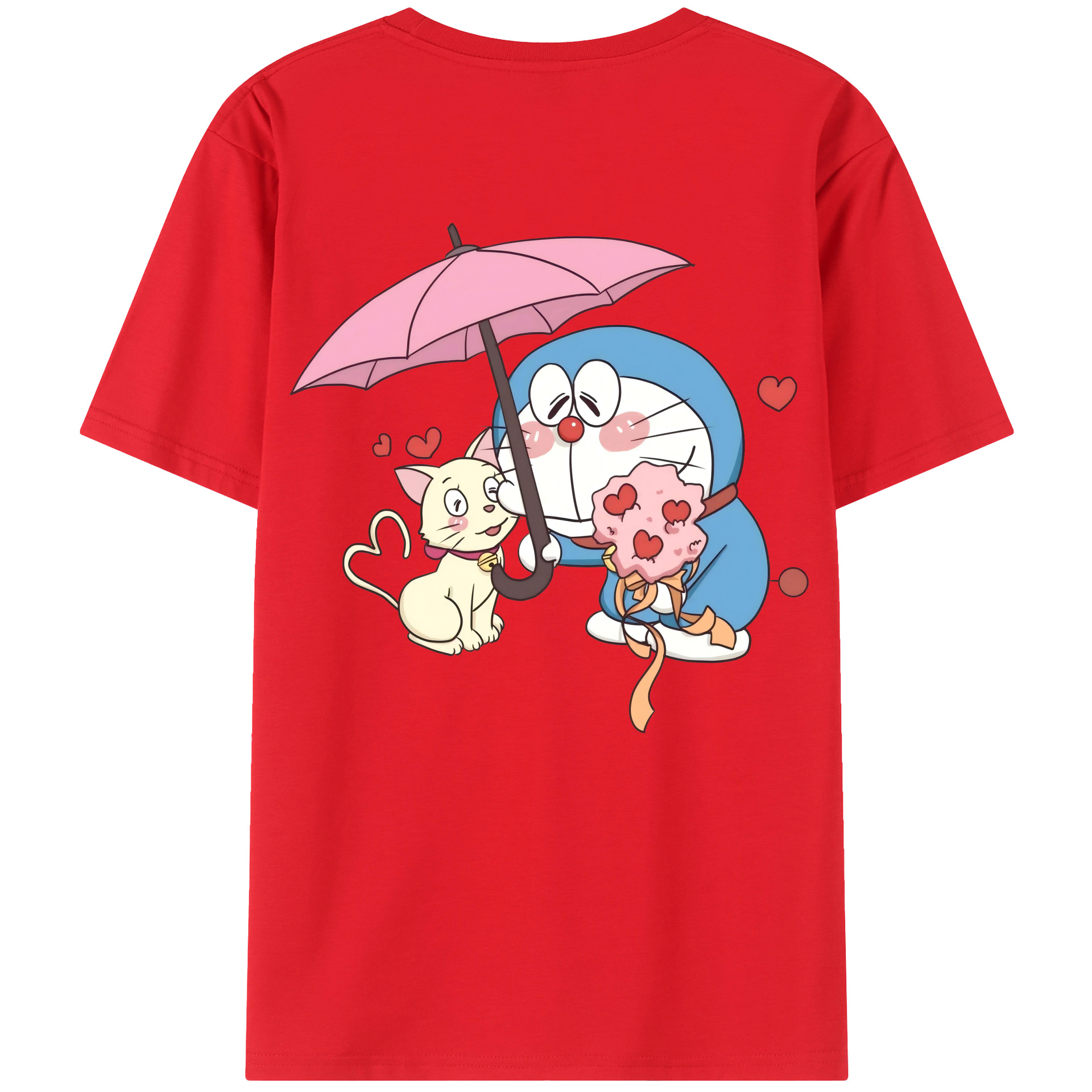 （画像用） ドラえもん Doraemon 綿100％ メンズ半袖Tシャツ（バックプリント） 通気性