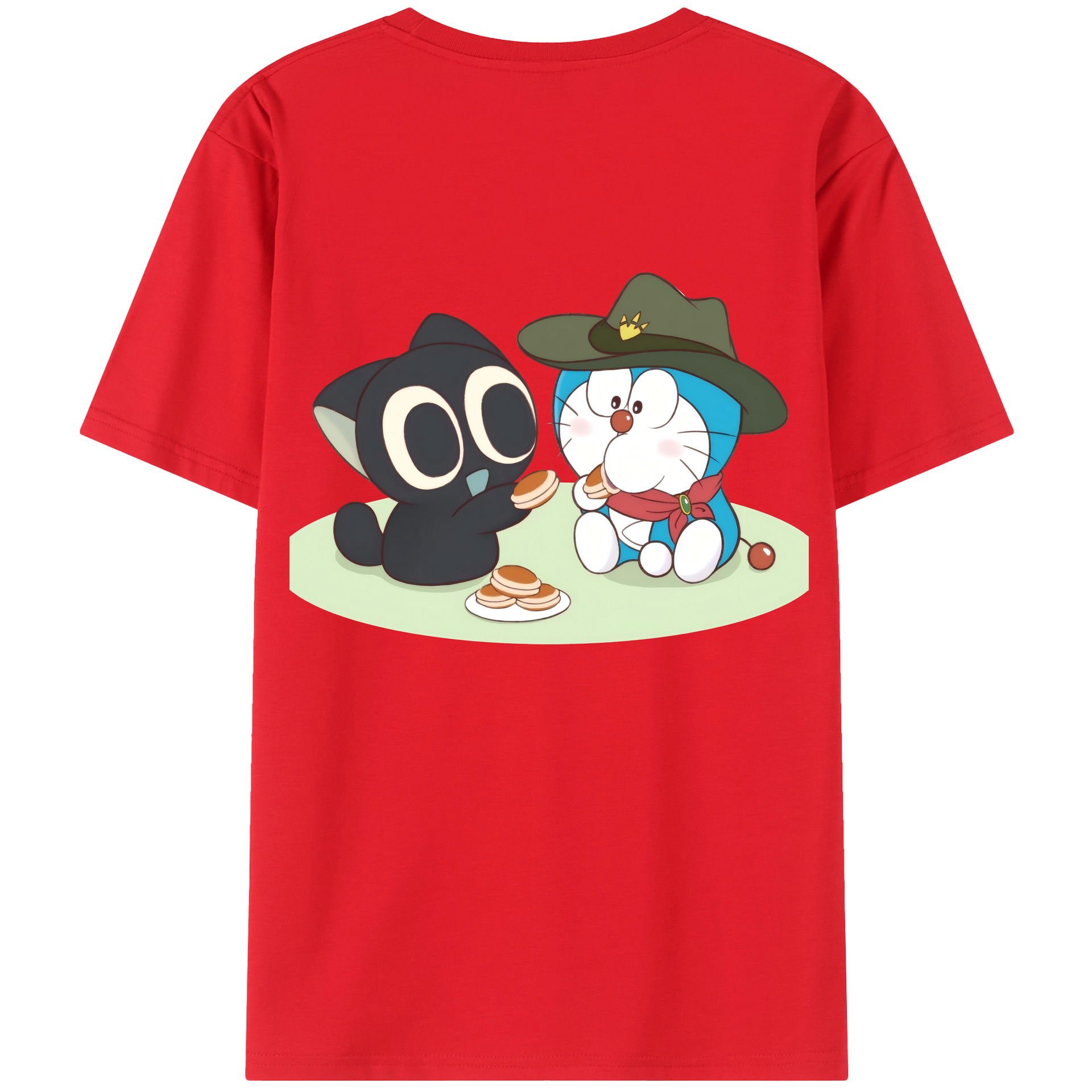 （画像用） ドラえもん Doraemon 綿100％ メンズ半袖Tシャツ（バックプリント） 通気性