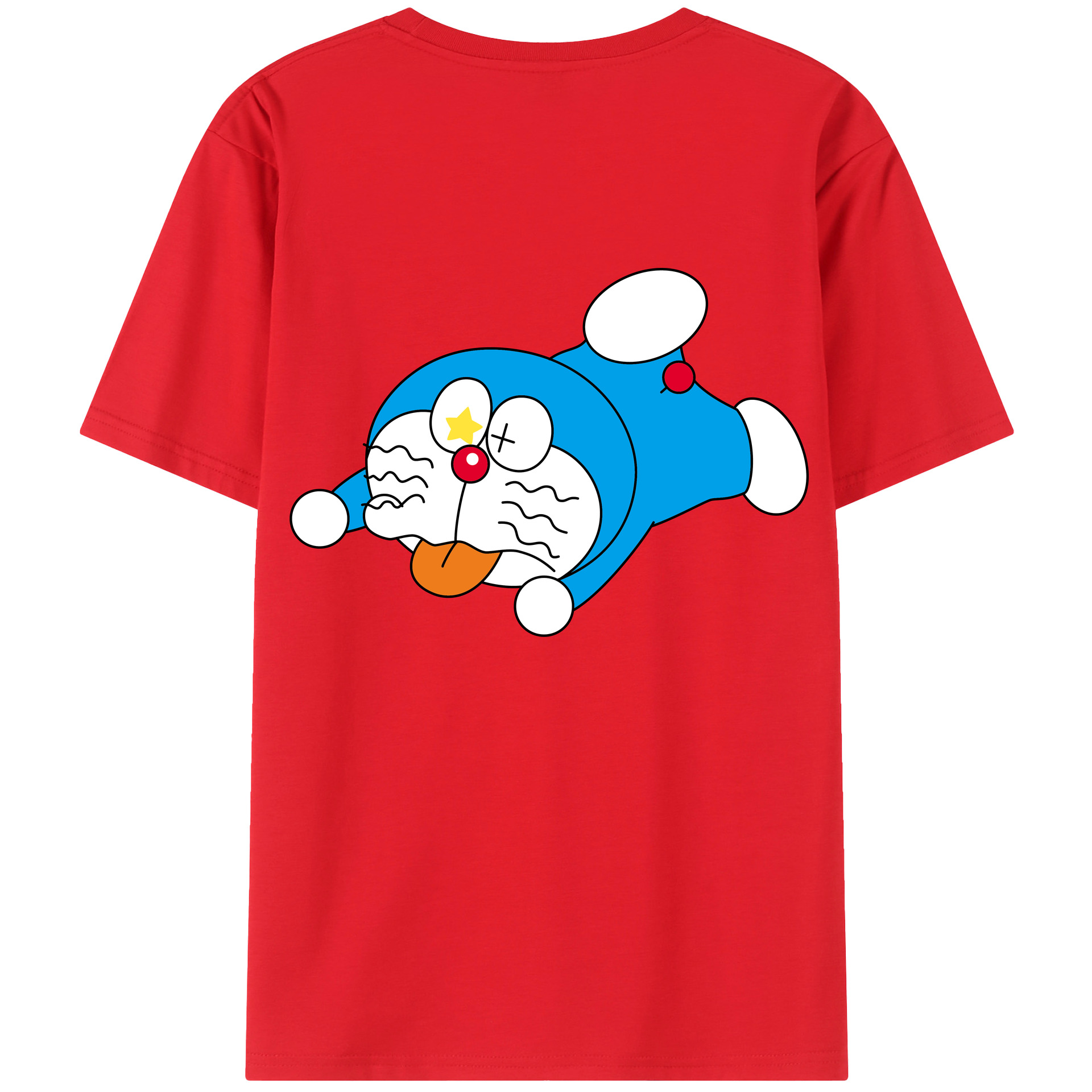 （画像用） ドラえもん Doraemon 綿100％ メンズ半袖Tシャツ（バックプリント） 通気性