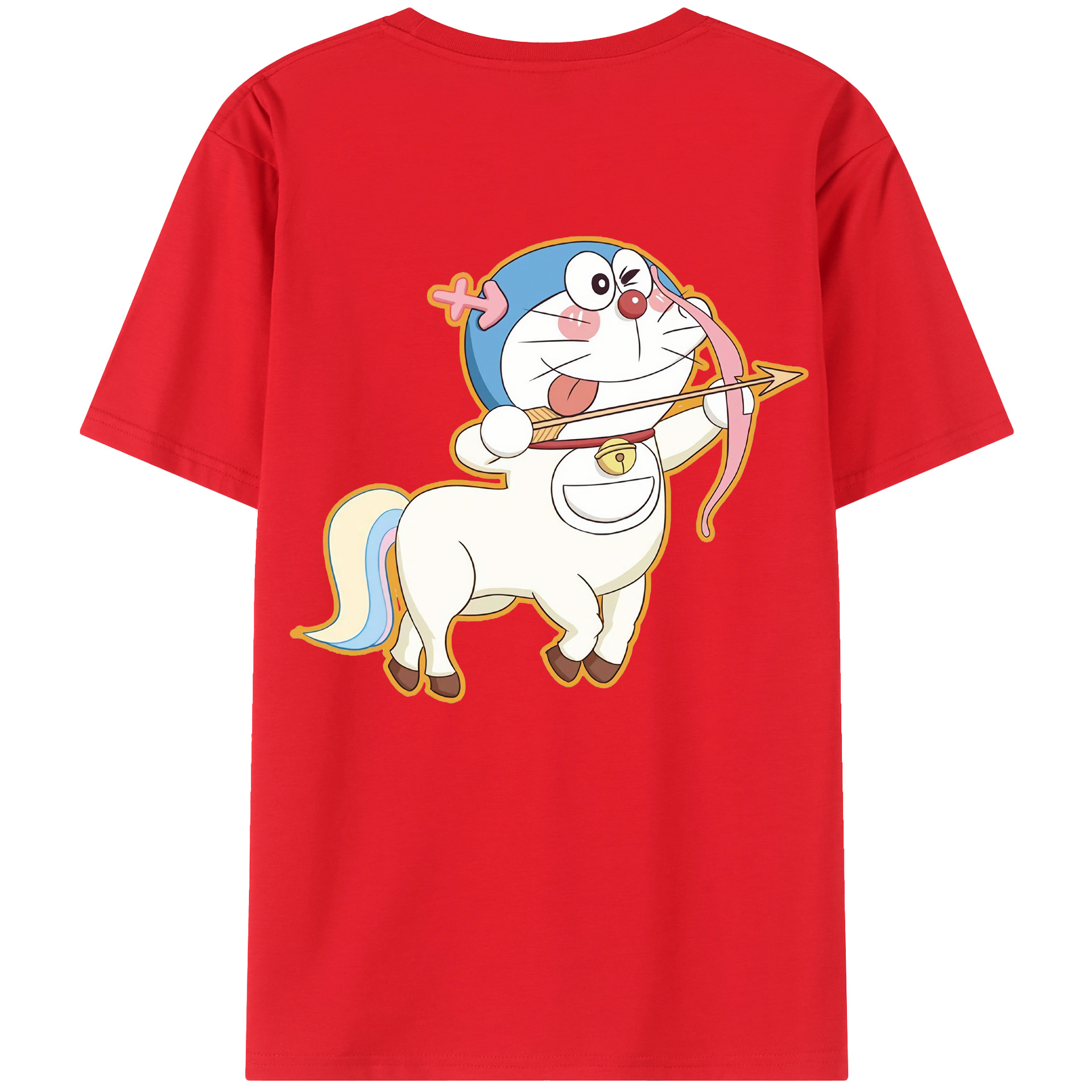 （画像用） ドラえもん Doraemon 綿100％ メンズ半袖Tシャツ（バックプリント） 通気性