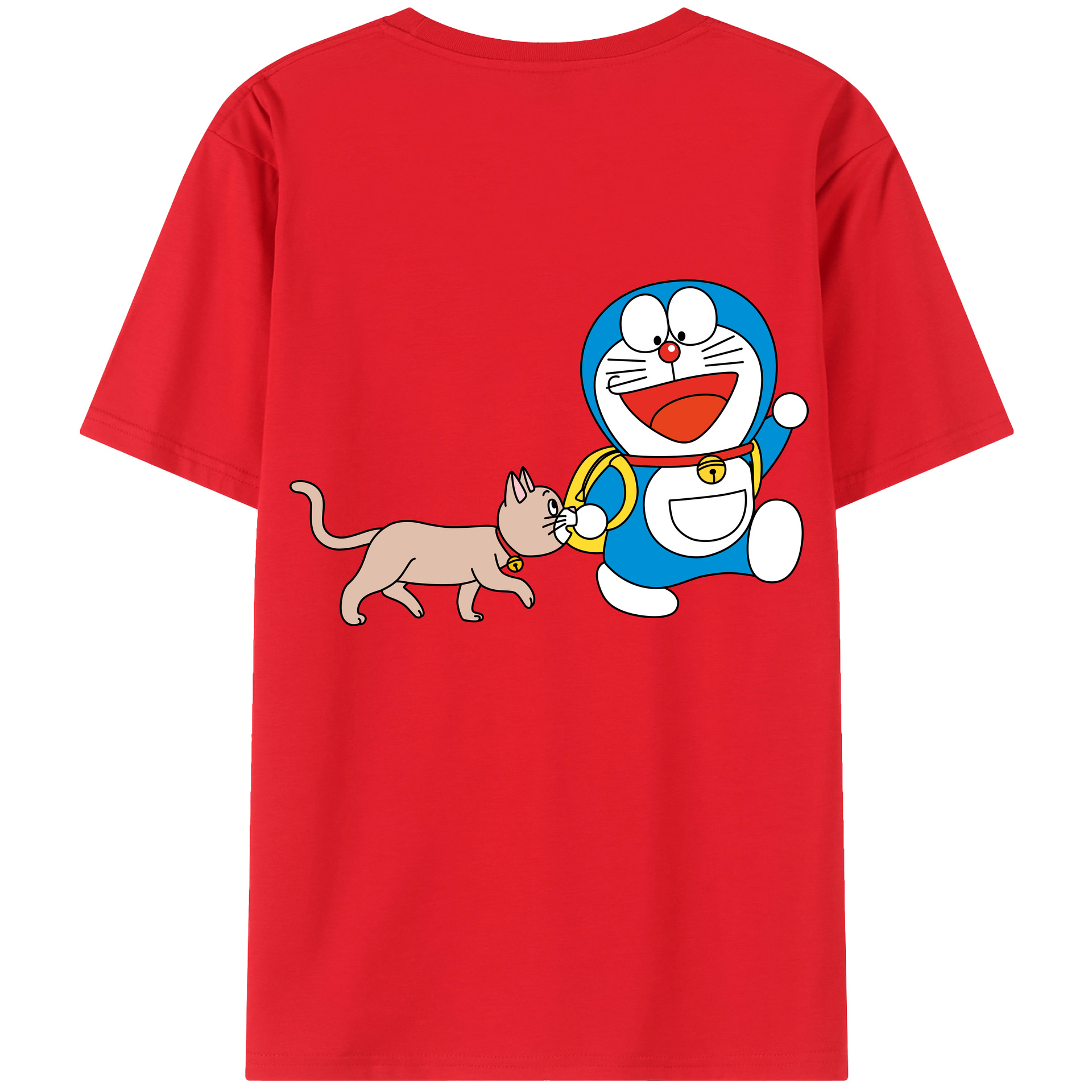 （画像用） ドラえもん Doraemon 綿100％ メンズ半袖Tシャツ（バックプリント） 通気性