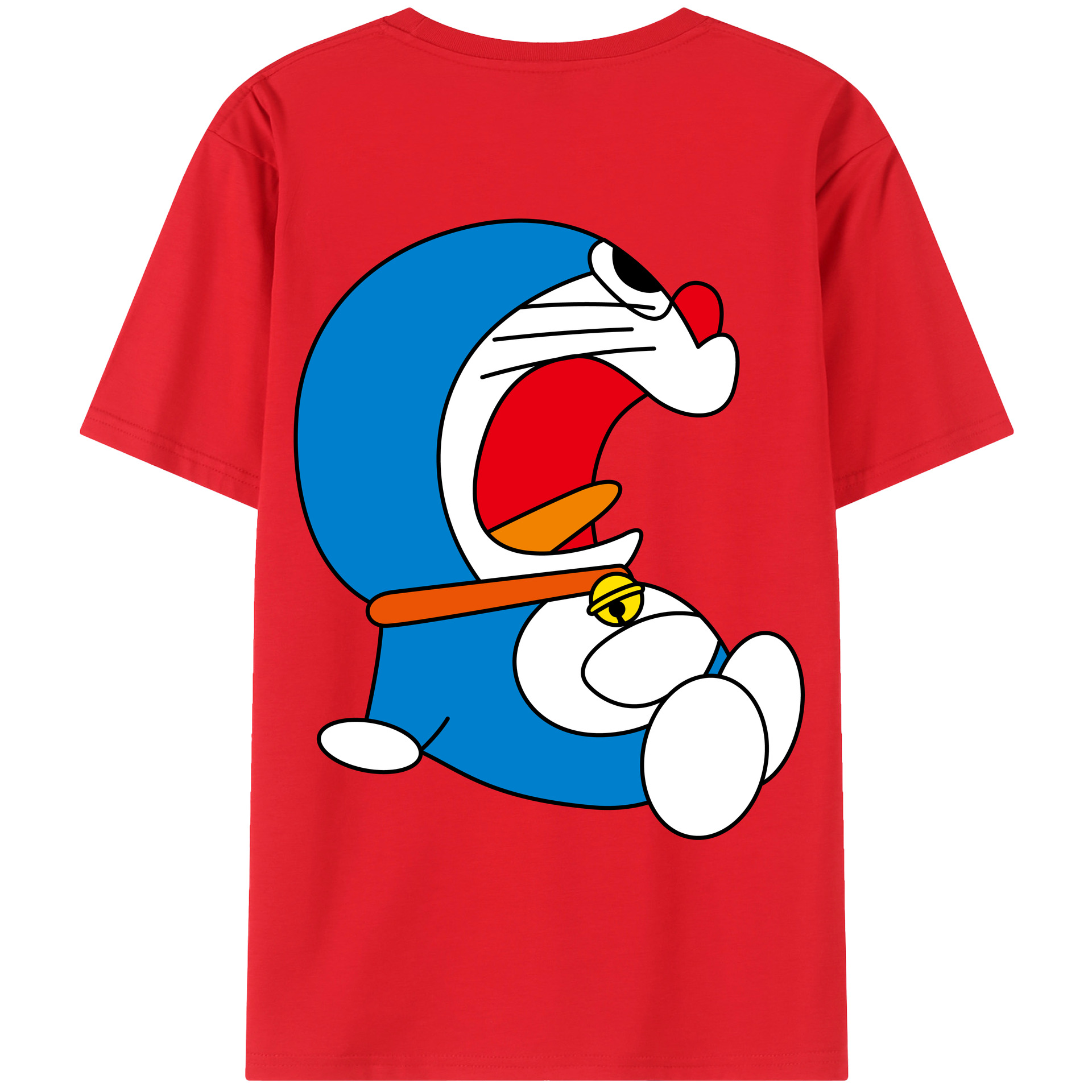 （画像用） ドラえもん Doraemon 綿100％ メンズ半袖Tシャツ（バックプリント） 通気性