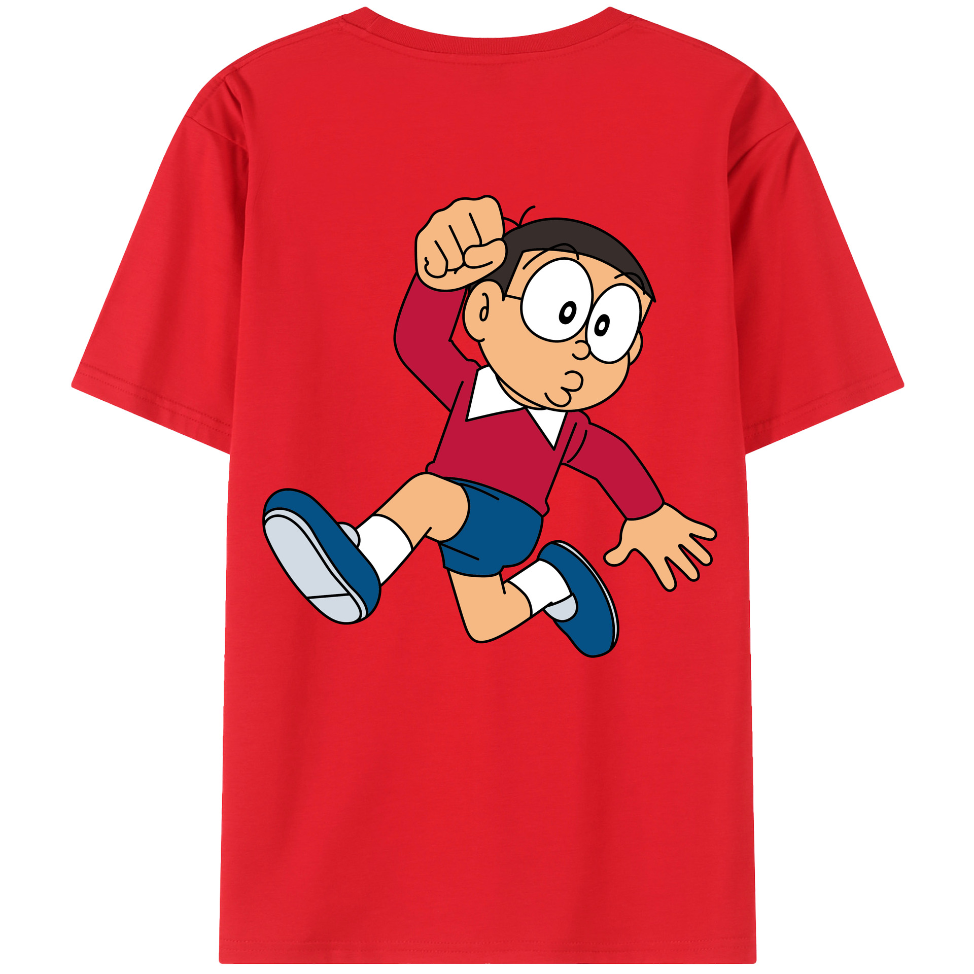 （画像用） ドラえもん 野比 のび太 Doraemon Nobita Nobi 綿100％ メンズ半袖Tシャツ（バックプリント） 通気性