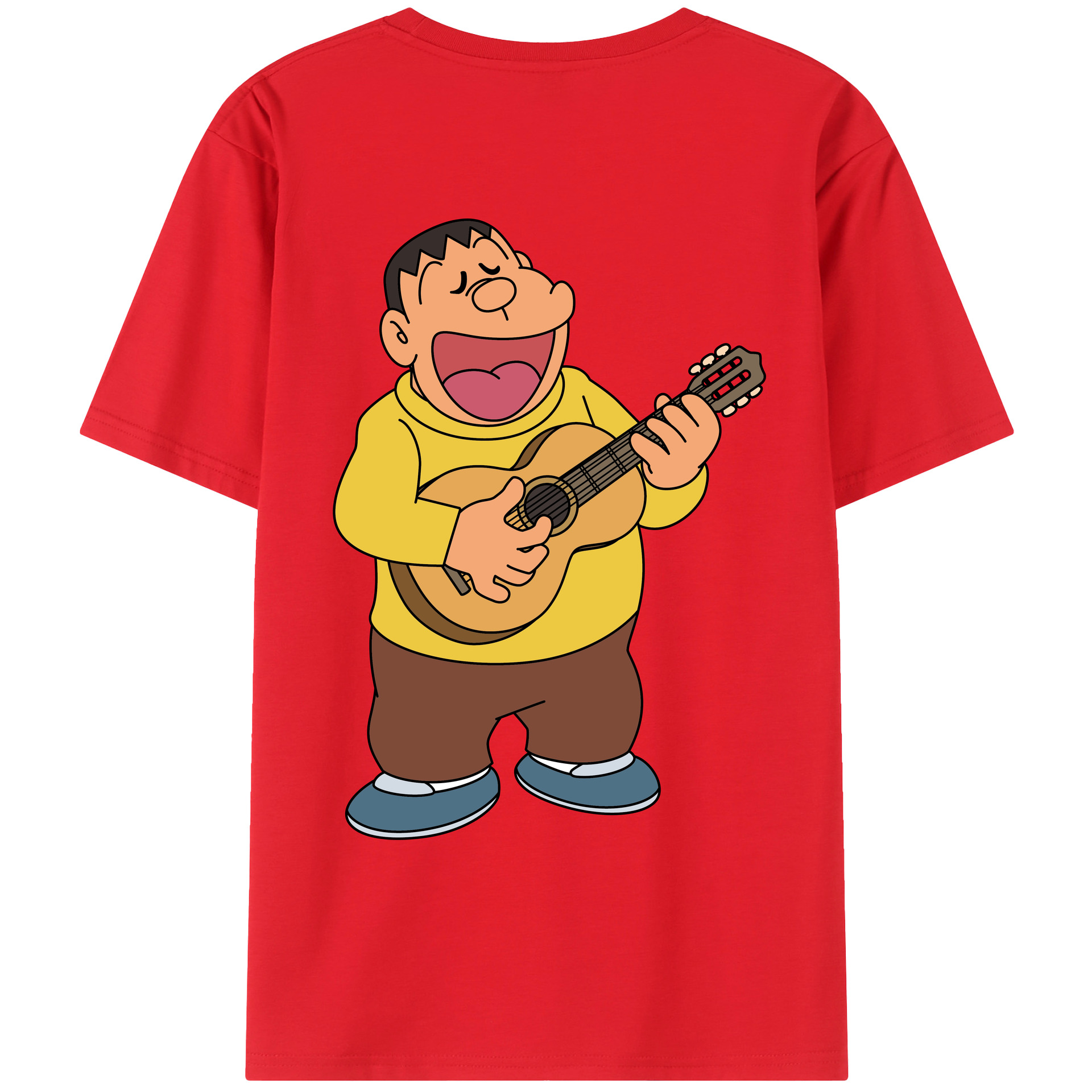 （画像用） ドラえもん 剛田武 Doraemon Gouta Takeshi 綿100％ メンズ半袖Tシャツ（バックプリント） 通気性