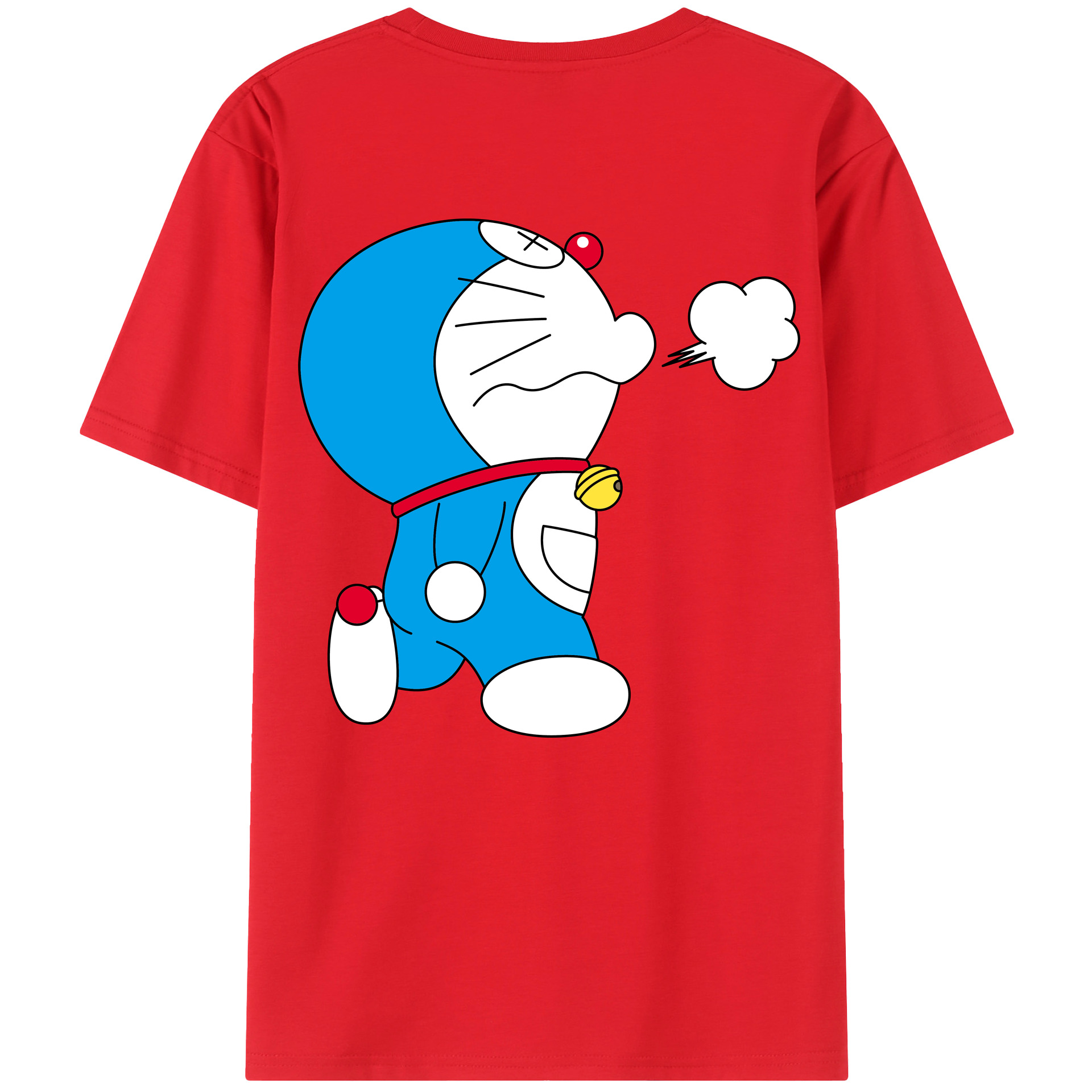 （画像用） ドラえもん Doraemon 綿100％ メンズ半袖Tシャツ（バックプリント） 通気性