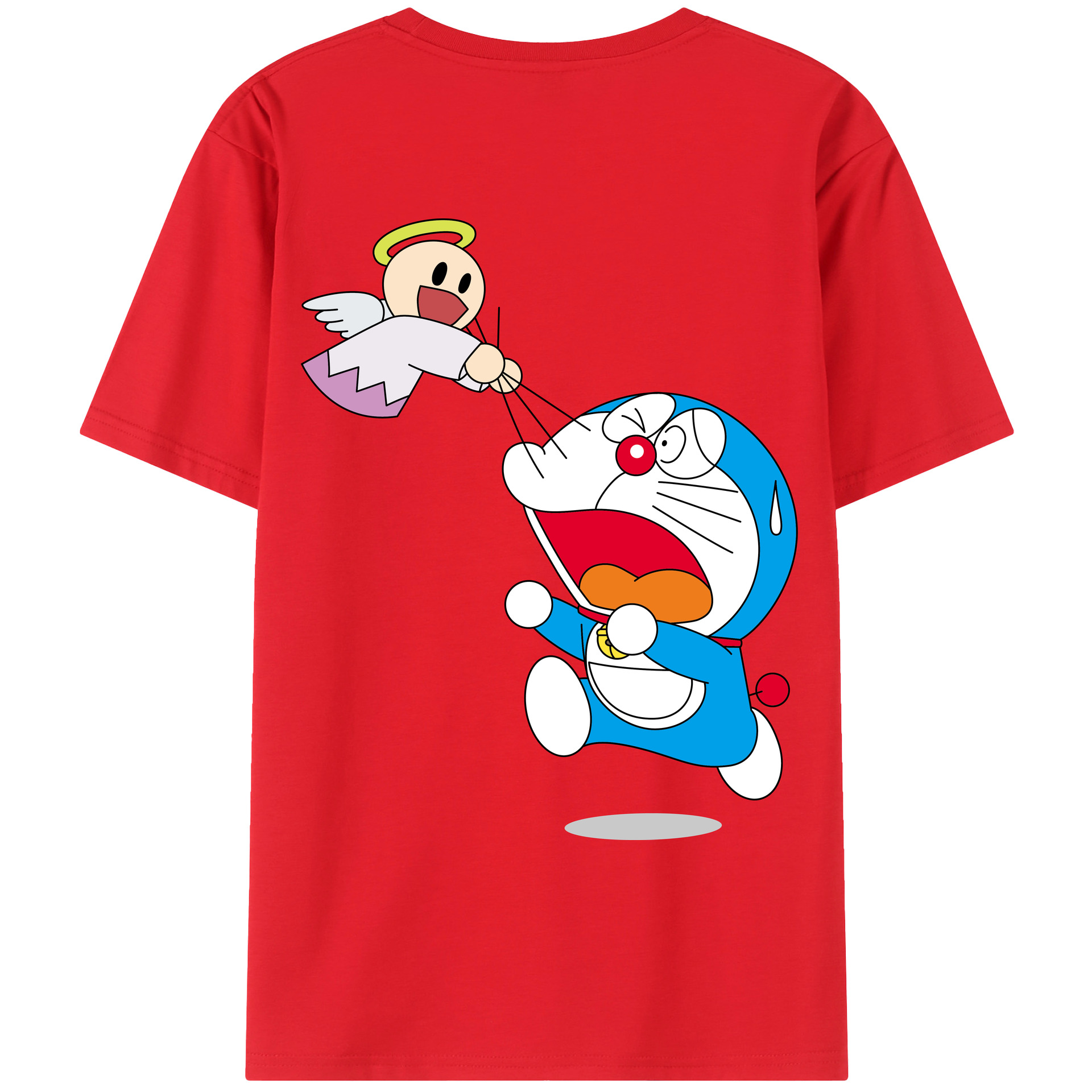（画像用） ドラえもん Doraemon 綿100％ メンズ半袖Tシャツ（バックプリント） 通気性