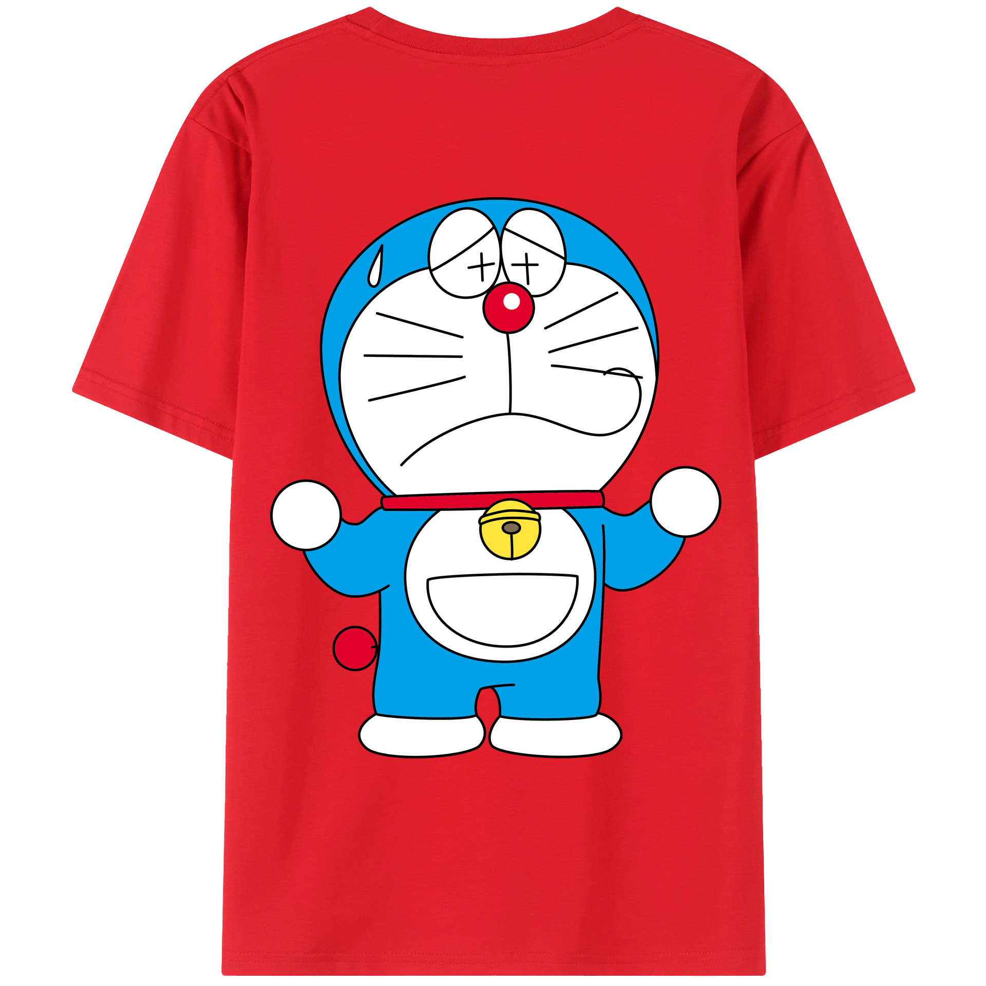 （画像用） ドラえもん Doraemon 綿100％ メンズ半袖Tシャツ（バックプリント） 通気性