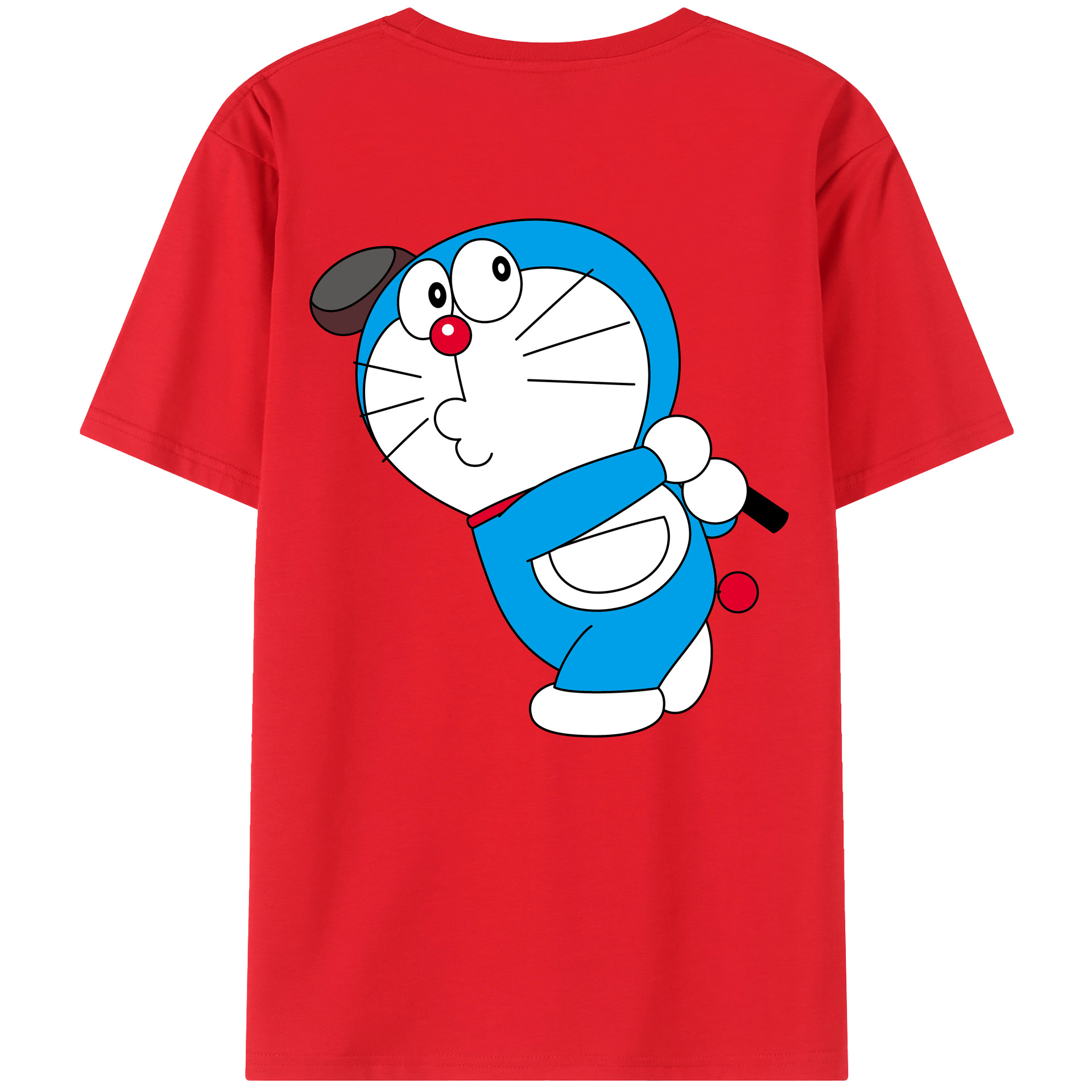 （画像用） ドラえもん Doraemon 綿100％ メンズ半袖Tシャツ（バックプリント） 通気性