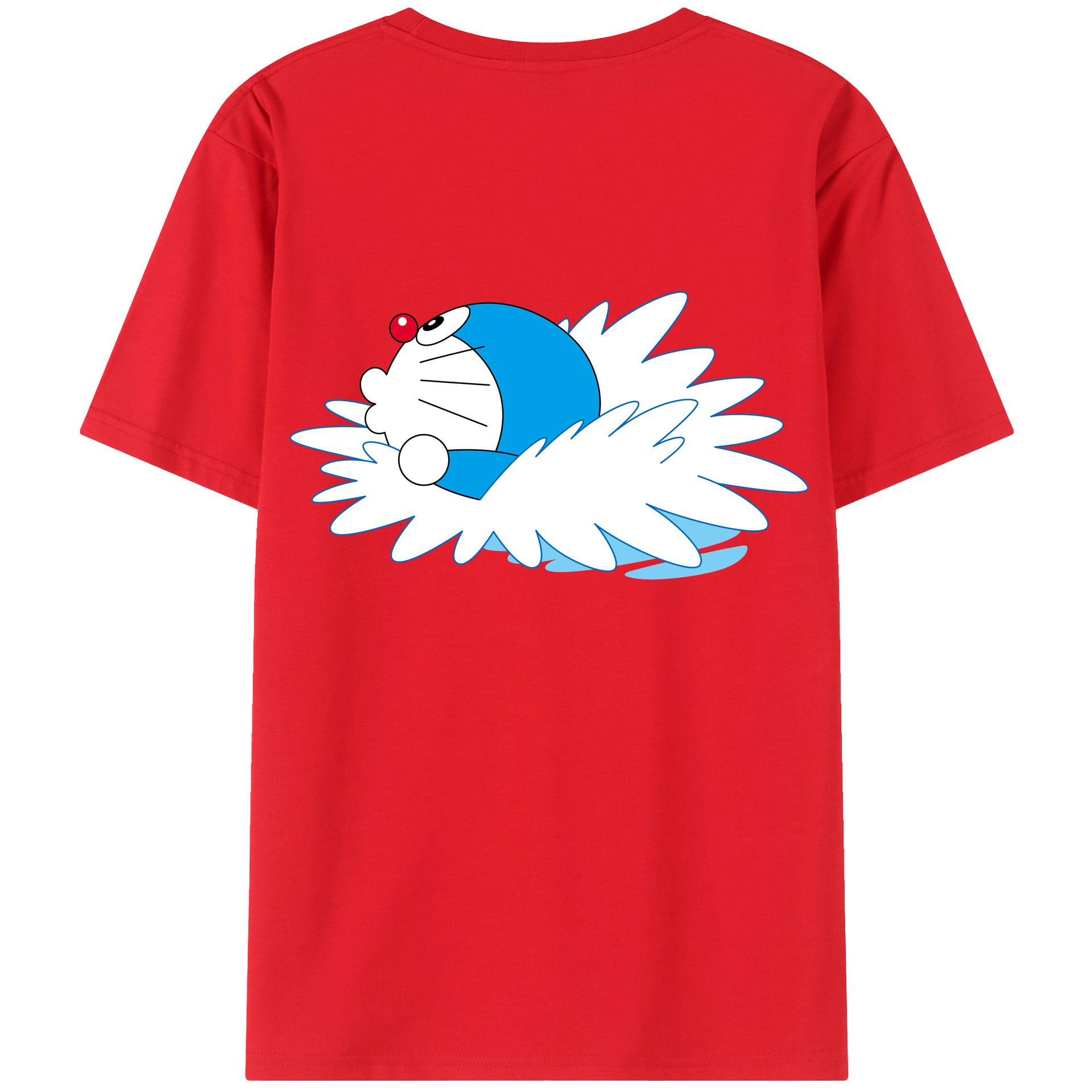 （画像用） ドラえもん Doraemon 綿100％ メンズ半袖Tシャツ（バックプリント） 通気性