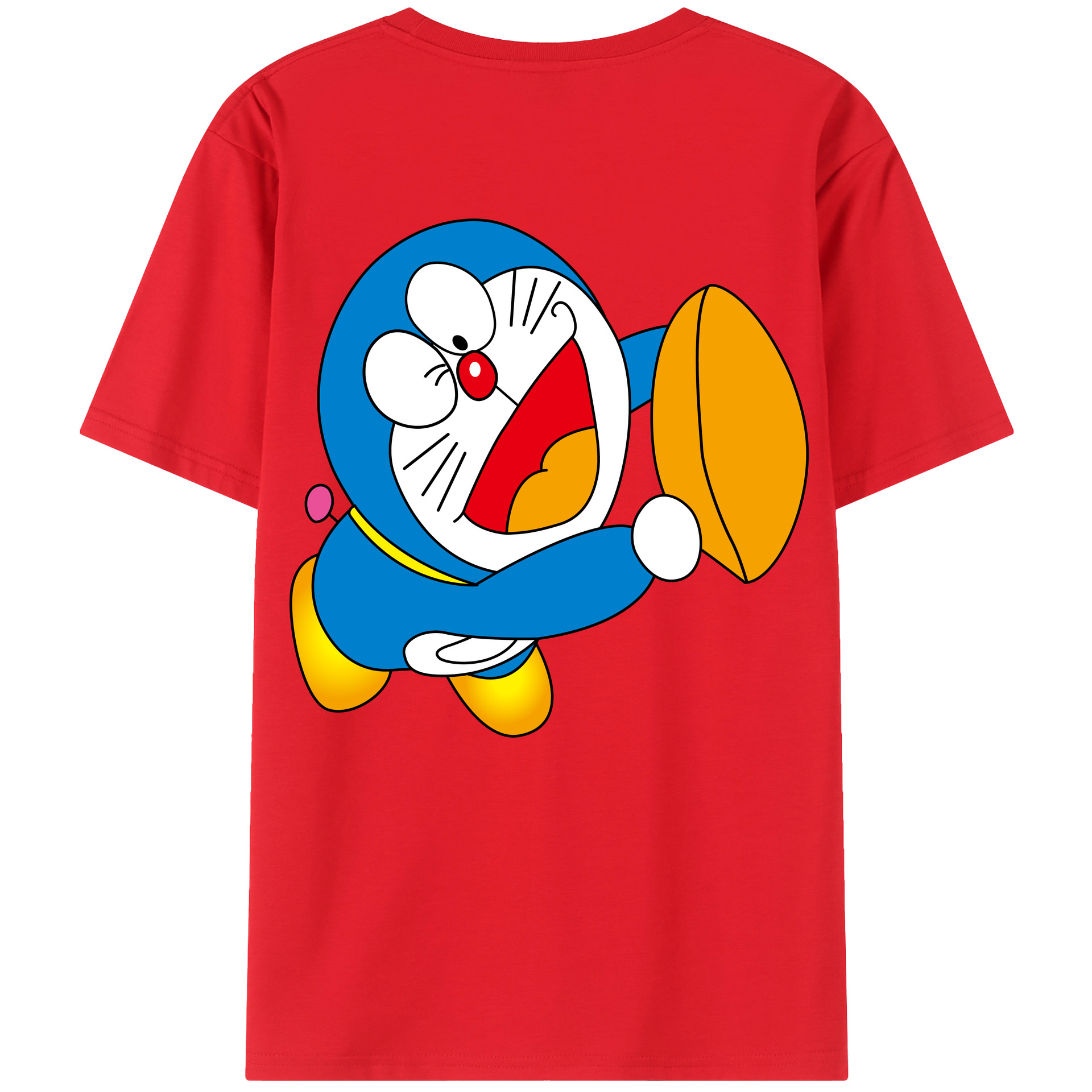 （画像用） ドラえもん Doraemon 綿100％ メンズ半袖Tシャツ（バックプリント） 通気性