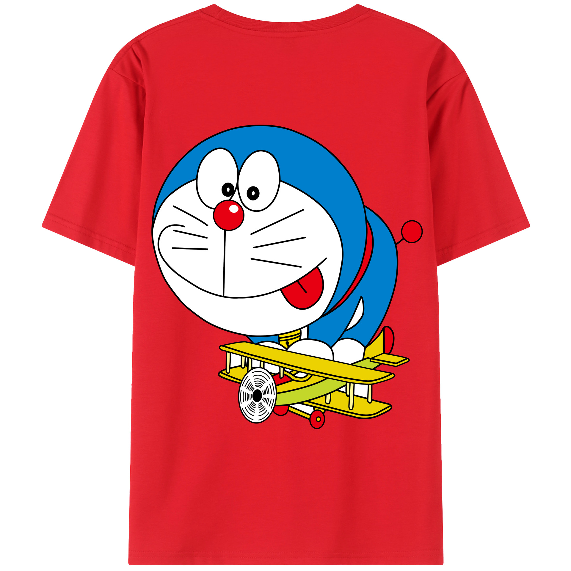 （画像用） ドラえもん Doraemon 綿100％ メンズ半袖Tシャツ（バックプリント） 通気性
