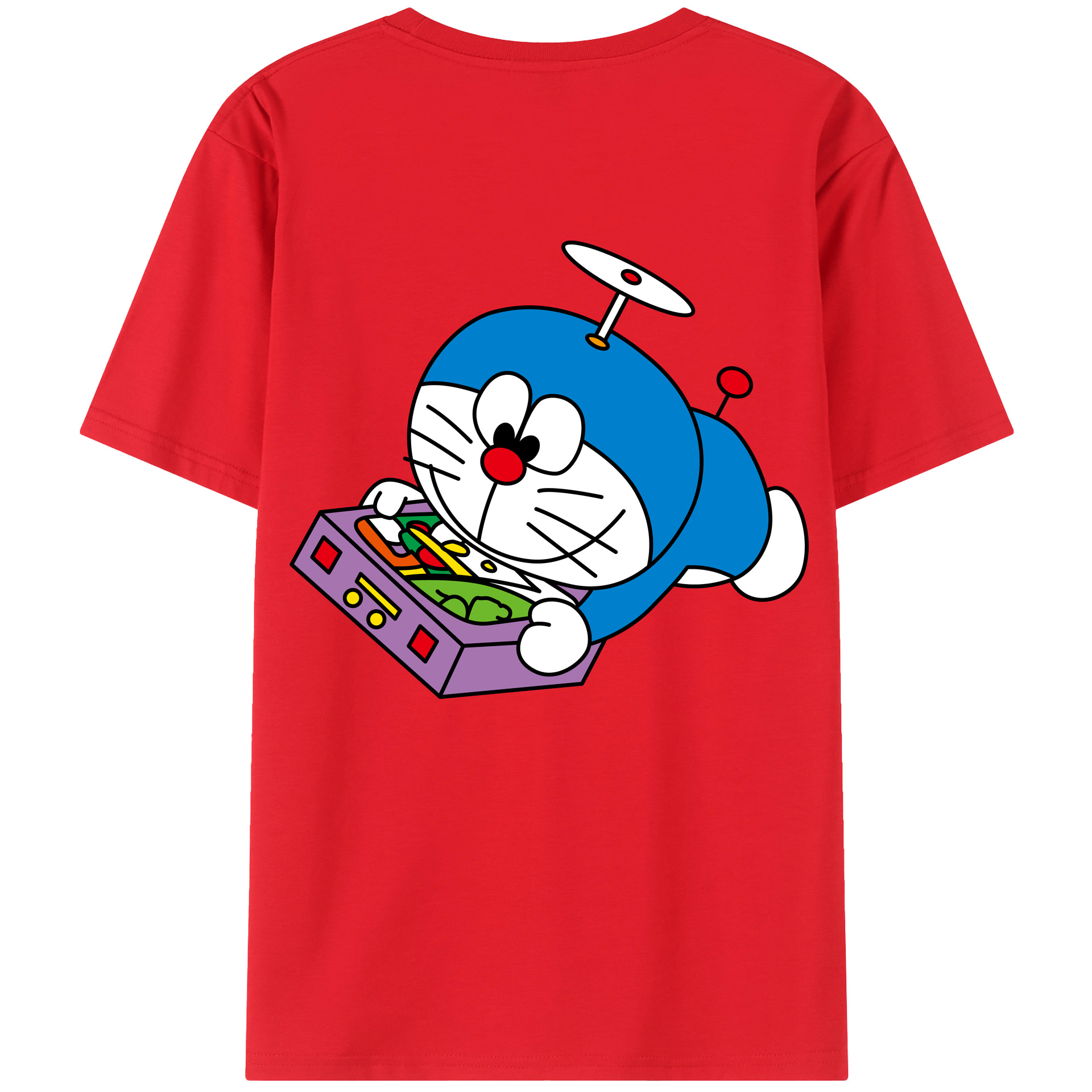 （画像用） ドラえもん Doraemon 綿100％ メンズ半袖Tシャツ（バックプリント） 通気性