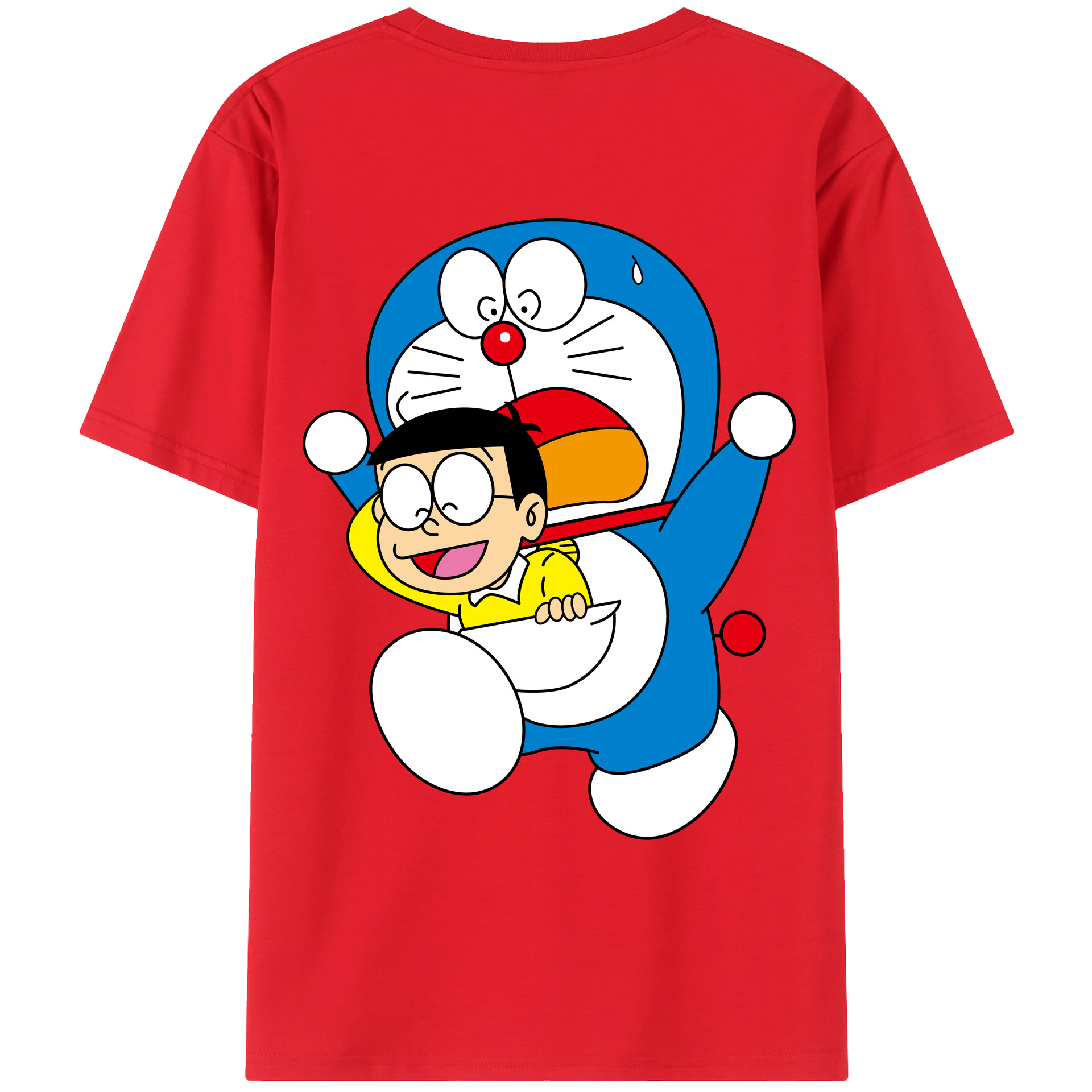 （画像用） ドラえもん Doraemon 綿100％ メンズ半袖Tシャツ（バックプリント） 通気性