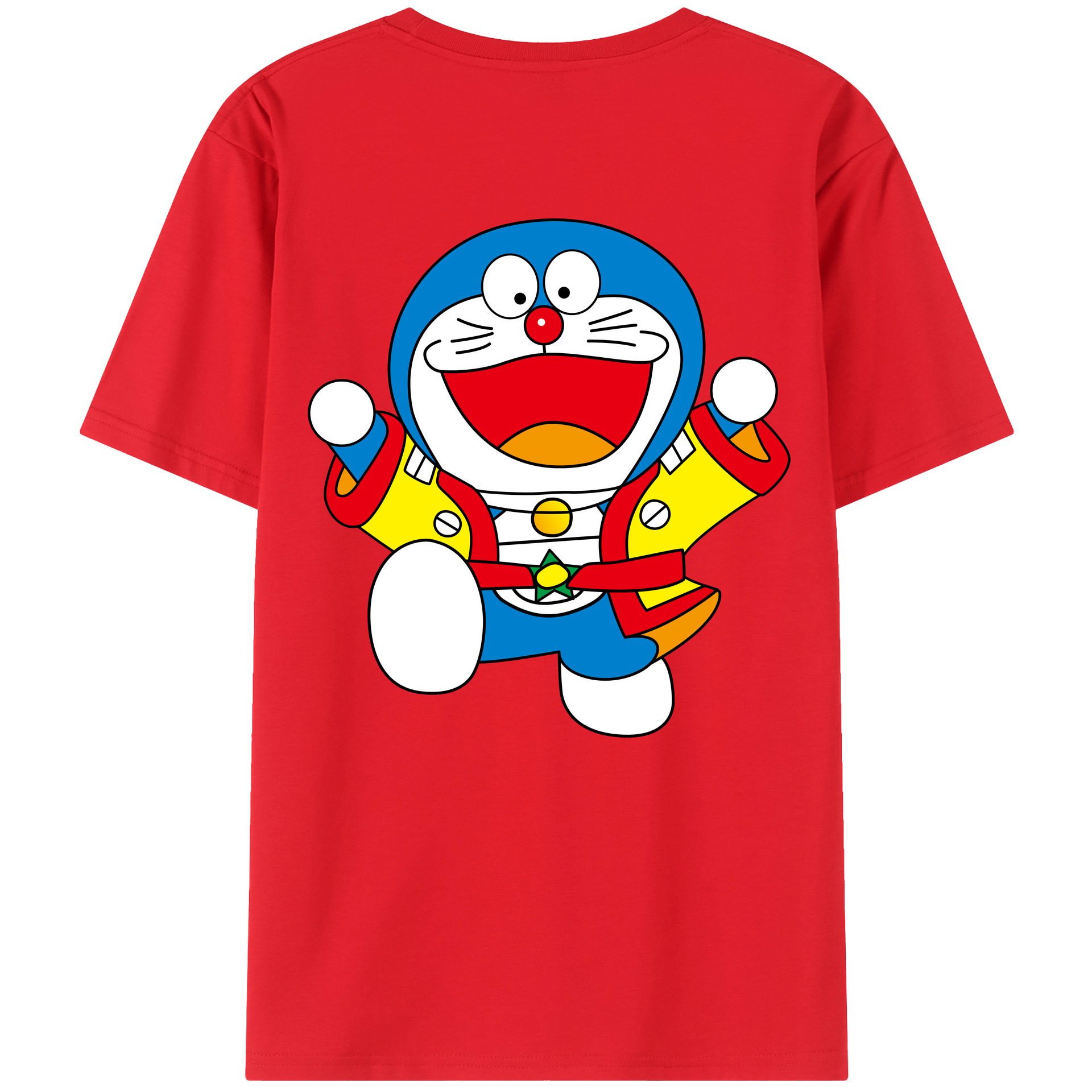 （画像用） ドラえもん Doraemon 綿100％ メンズ半袖Tシャツ（バックプリント） 通気性