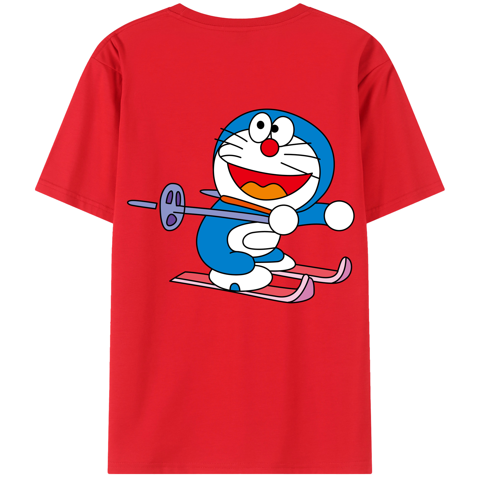 （画像用） ドラえもん Doraemon 綿100％ メンズ半袖Tシャツ（バックプリント） 通気性