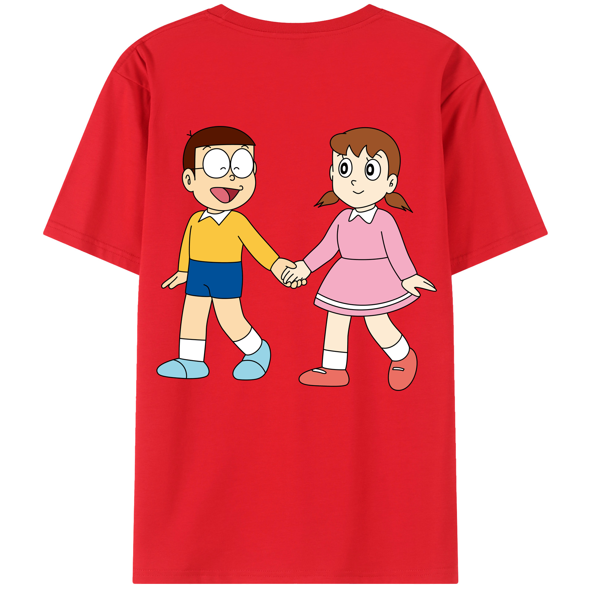 （画像用） ドラえもん 野比 のび太 Doraemon Nobita Nobi 綿100％ メンズ半袖Tシャツ（バックプリント） 通気性