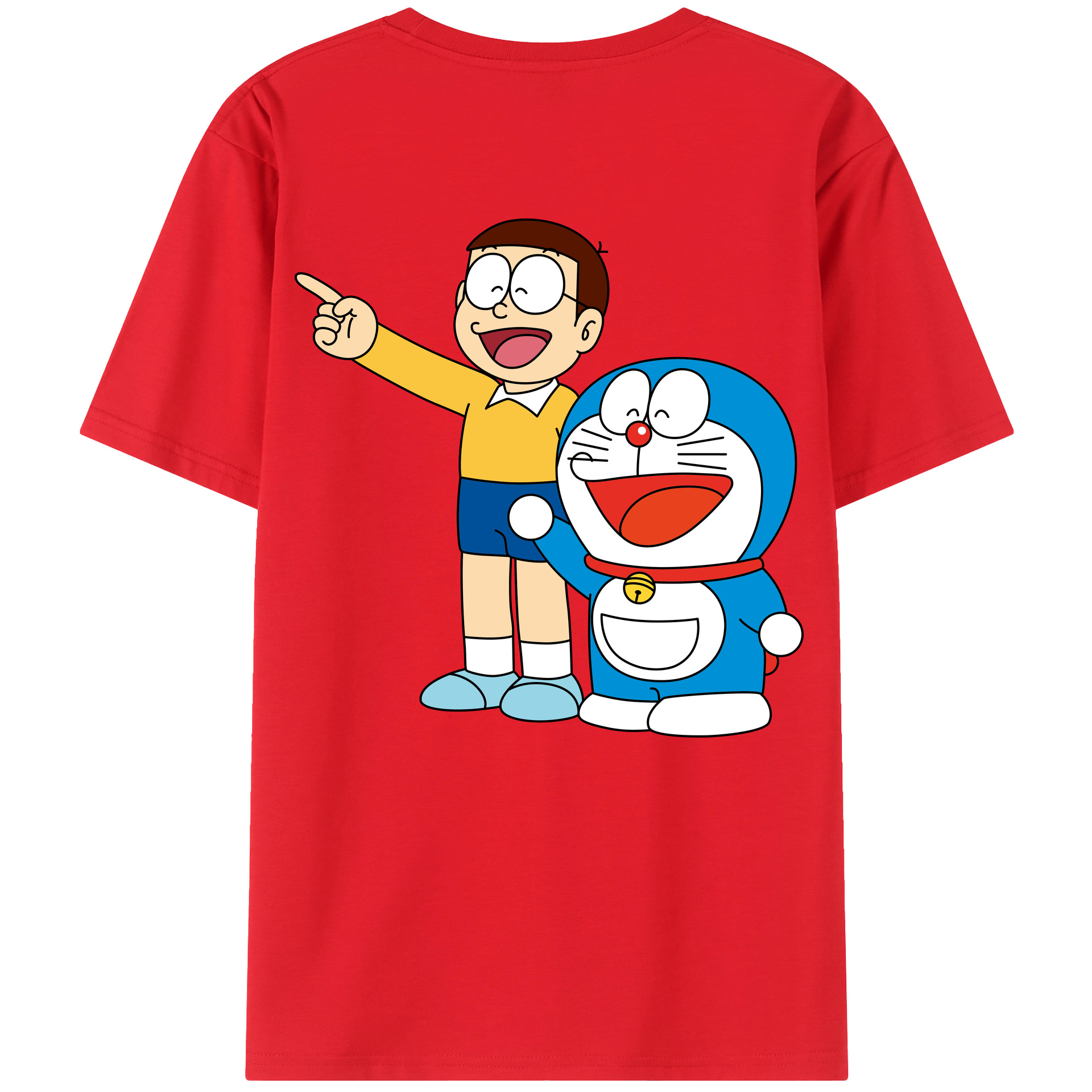 （画像用） ドラえもん 野比 のび太 Doraemon Nobita Nobi 綿100％ メンズ半袖Tシャツ（バックプリント） 通気性