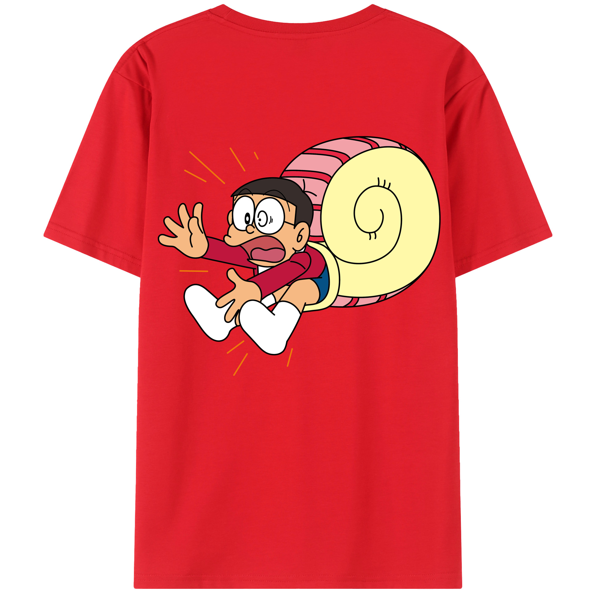 （画像用） ドラえもん 野比 のび太 Doraemon Nobita Nobi 綿100％ メンズ半袖Tシャツ（バックプリント） 通気性