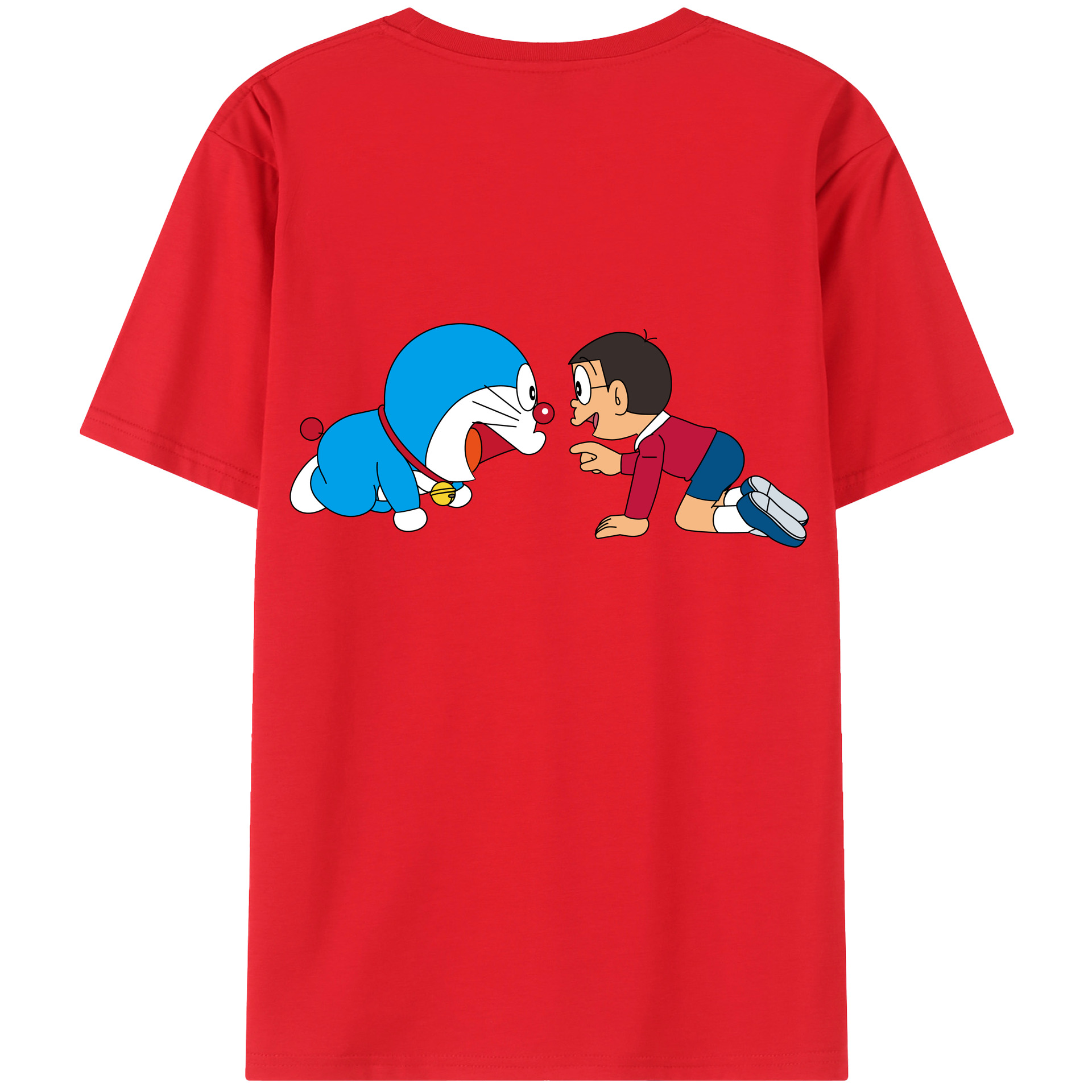（画像用） ドラえもん 野比 のび太 Doraemon Nobita Nobi 綿100％ メンズ半袖Tシャツ（バックプリント） 通気性