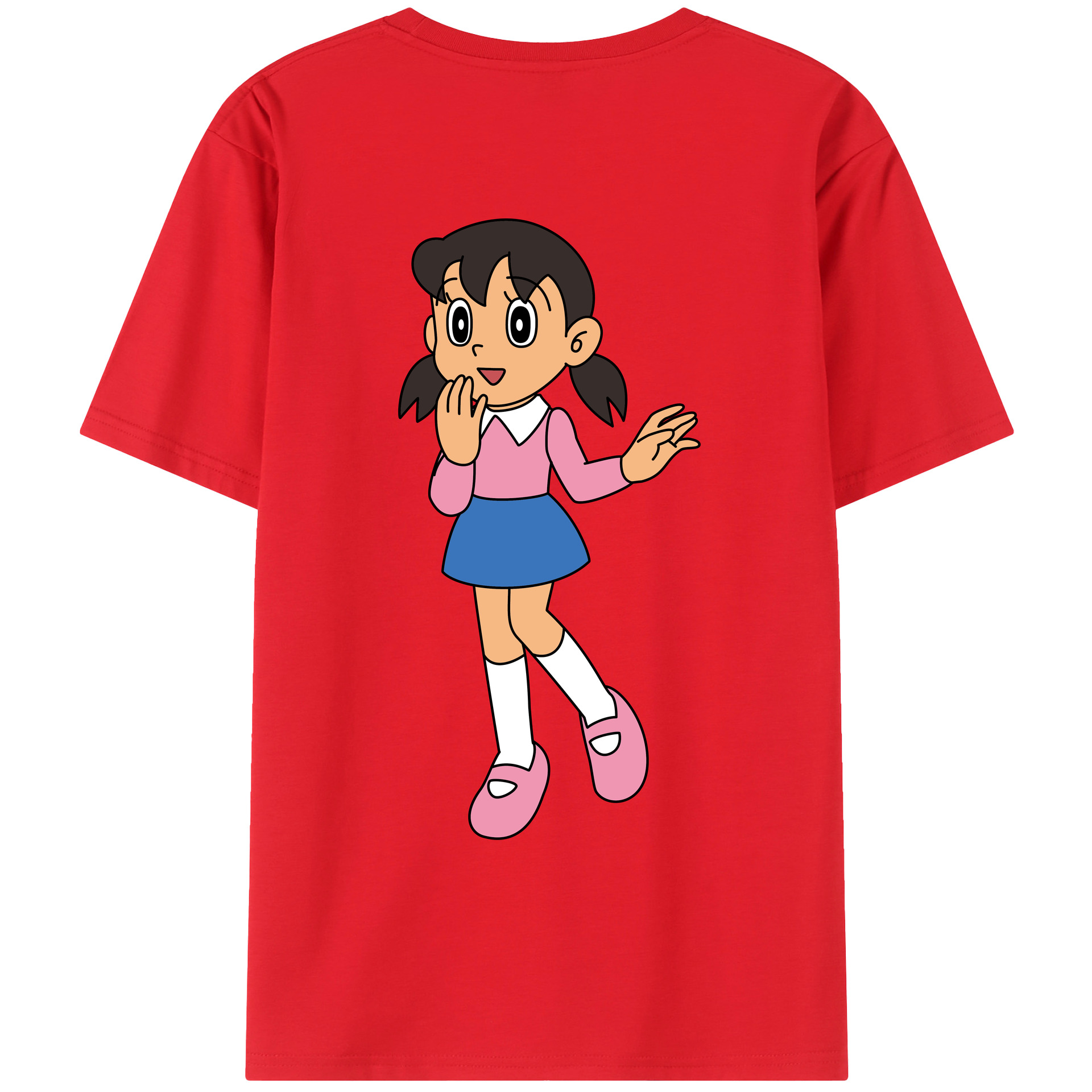（画像用） ドラえもん みなもと しずか Doraemon Shizuka Minamoto 綿100％ メンズ半袖Tシャツ（バックプリント） 通気性