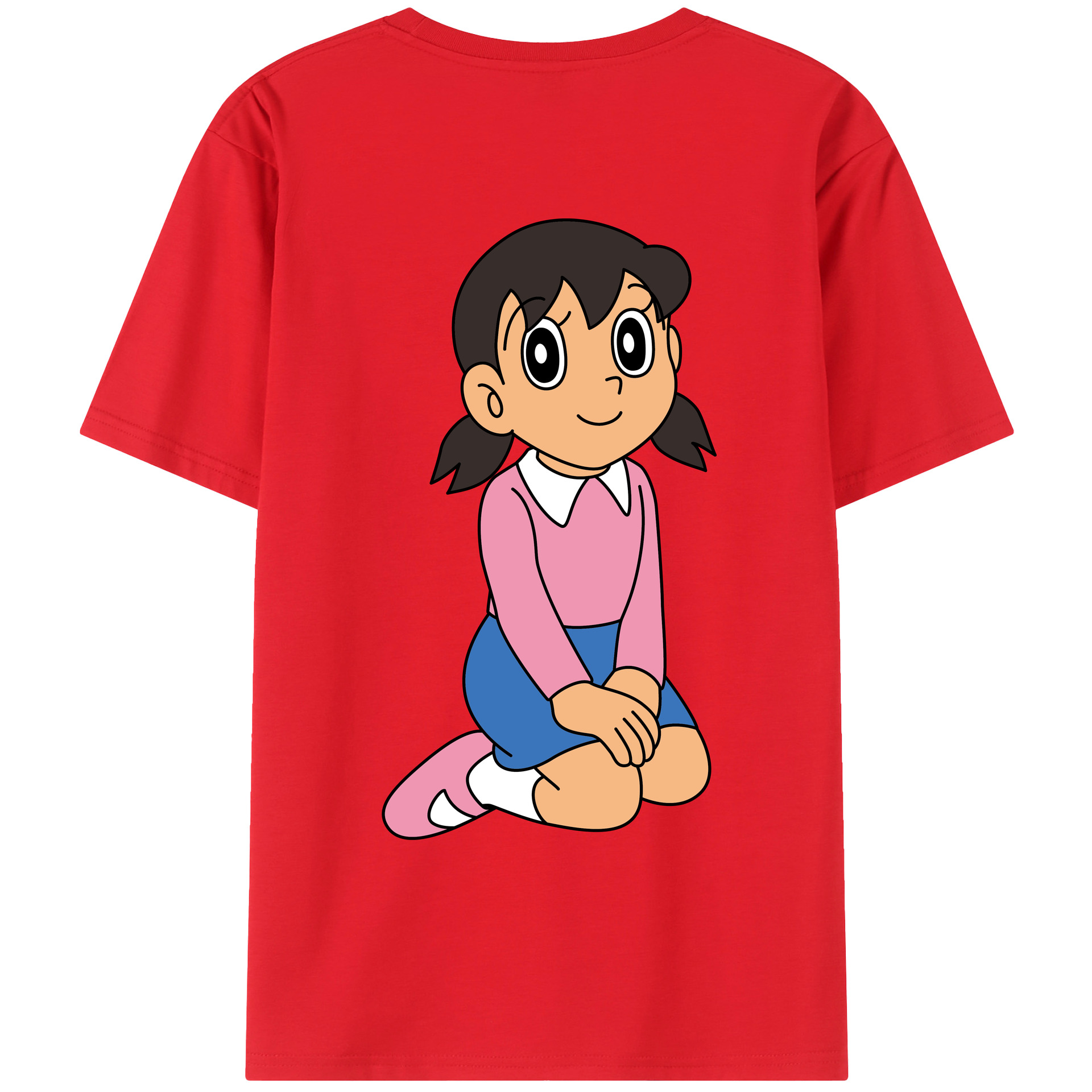 （画像用） ドラえもん みなもと しずか Doraemon Shizuka Minamoto 綿100％ メンズ半袖Tシャツ（バックプリント） 通気性